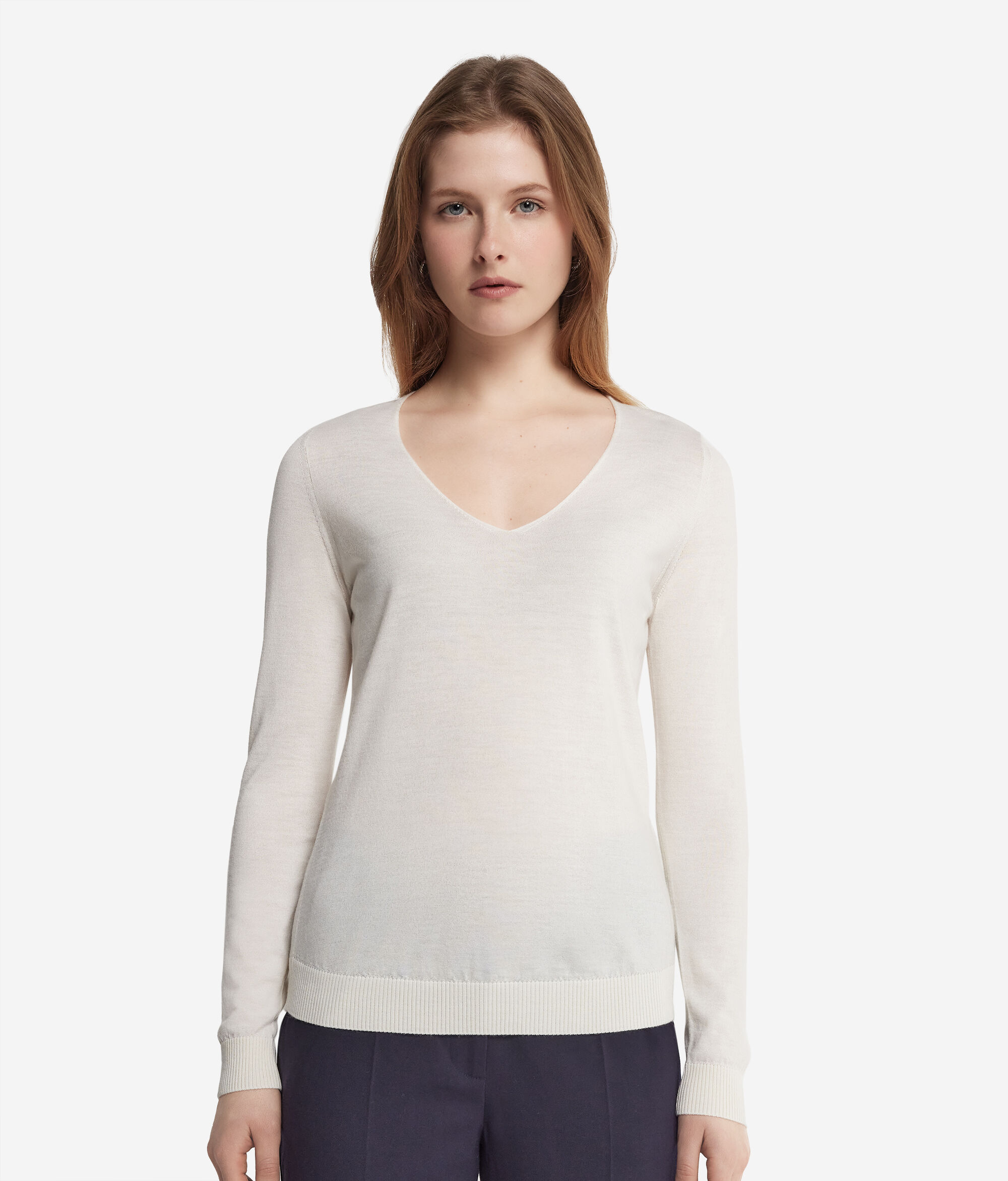 Pull à col V en cachemire ultra-fin