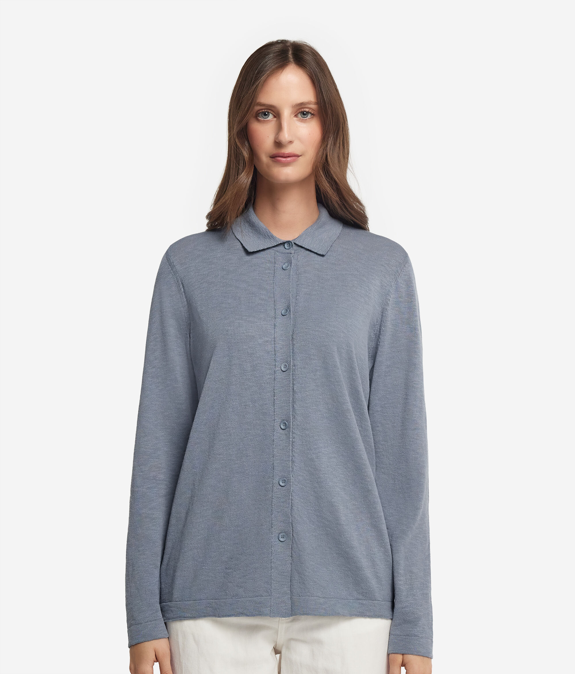 Langärmelige Hemdbluse aus Baumwolle