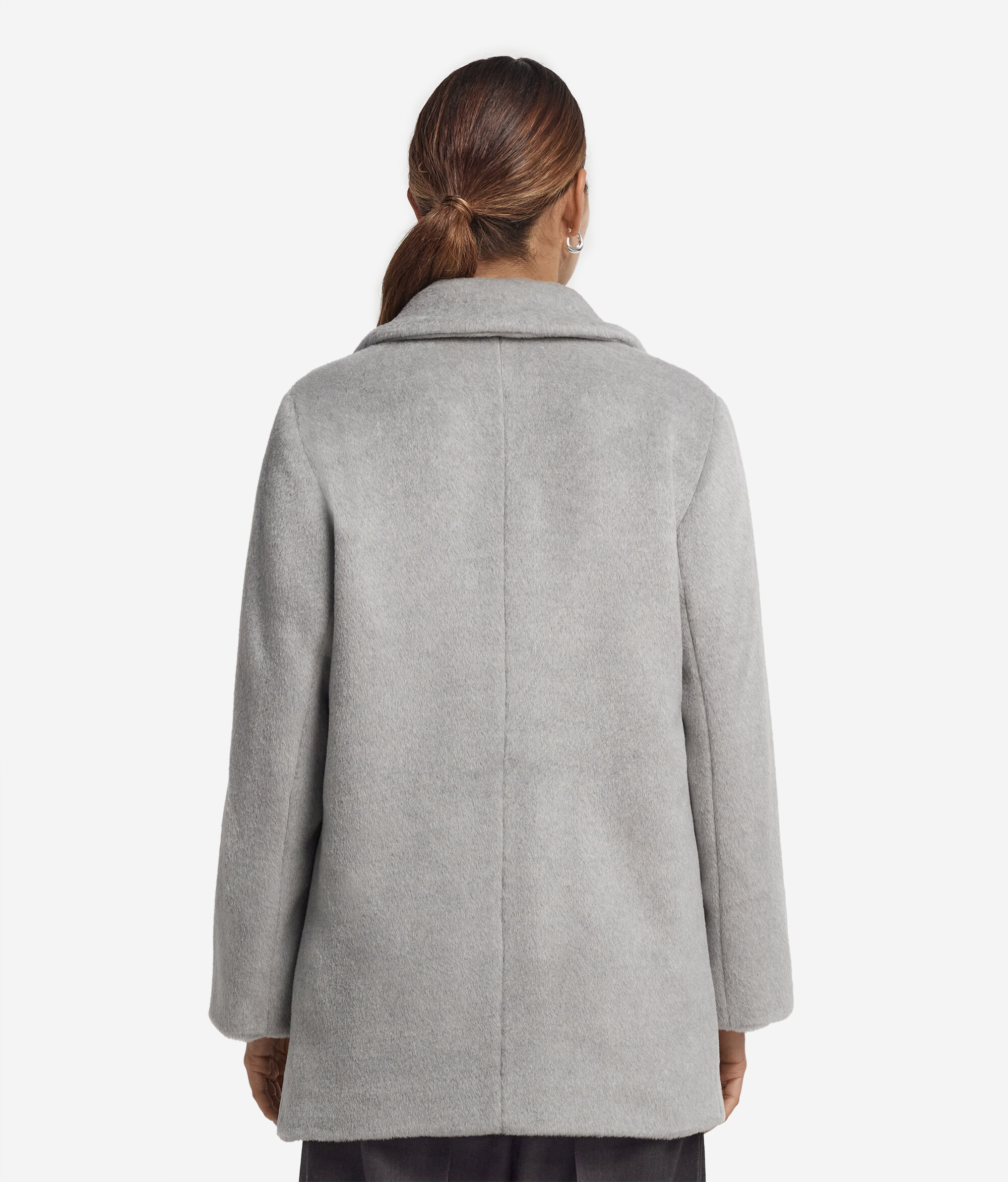 Teddy-effect alpaca wool coat
