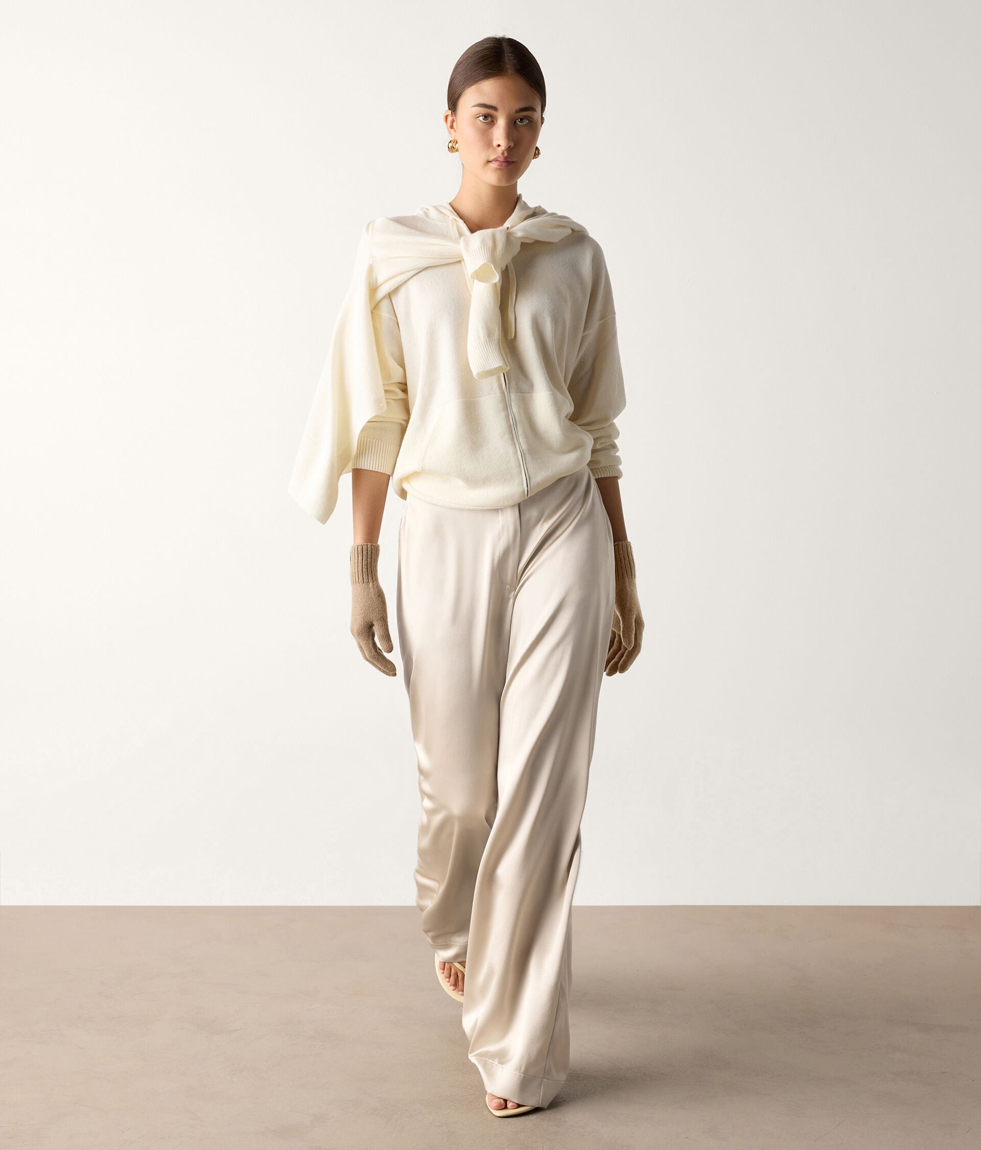 Pantalone palazzo in raso seta