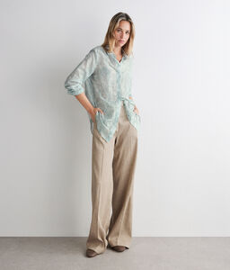 Pantalone delavè in lino e cotone - NUDE