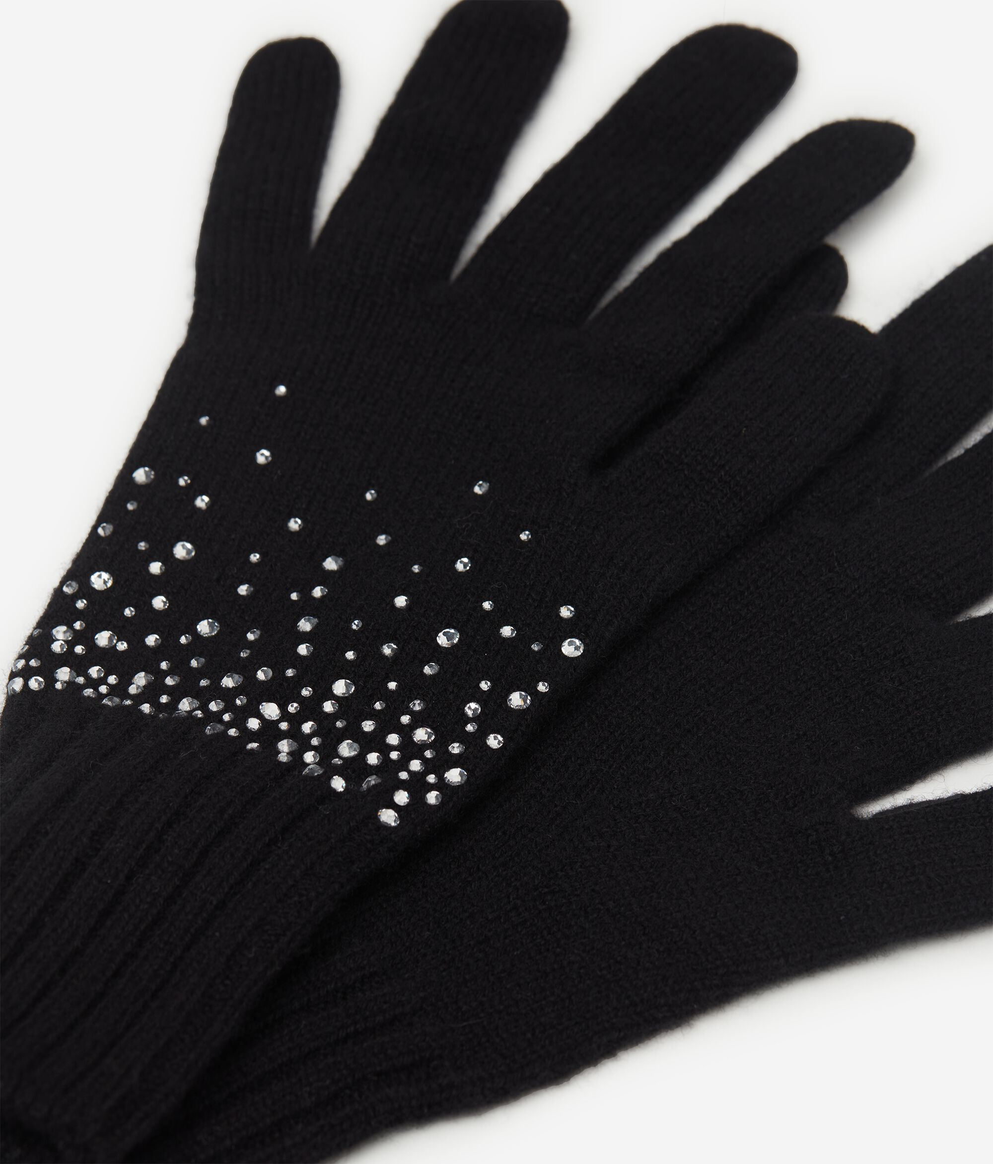 Перчатки из кашемира со стразами