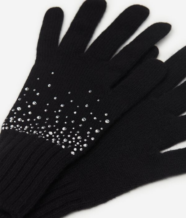 Перчатки из кашемира со стразами