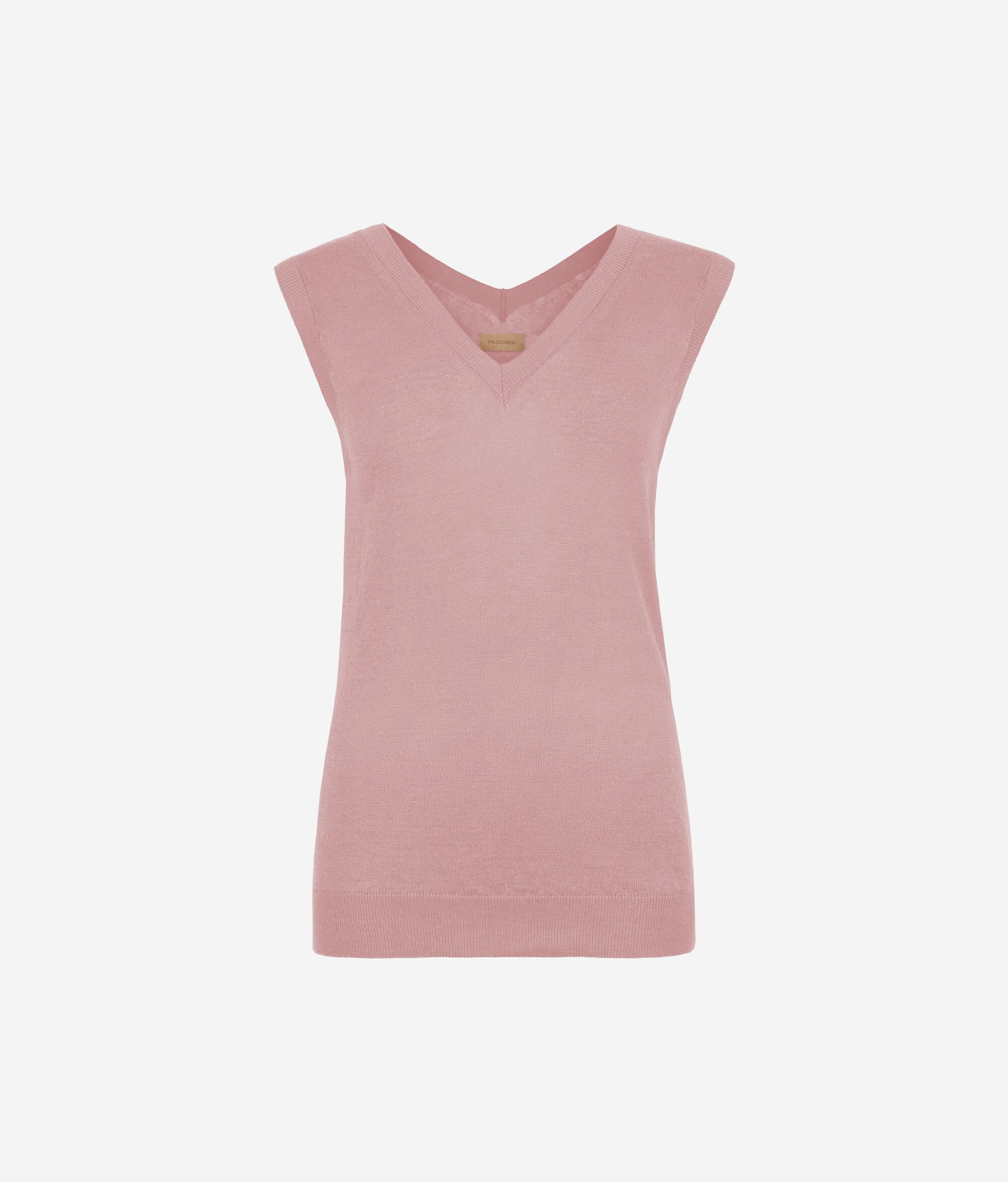 Tanktop mit V-Ausschnitt aus Leinen und Baumwolle