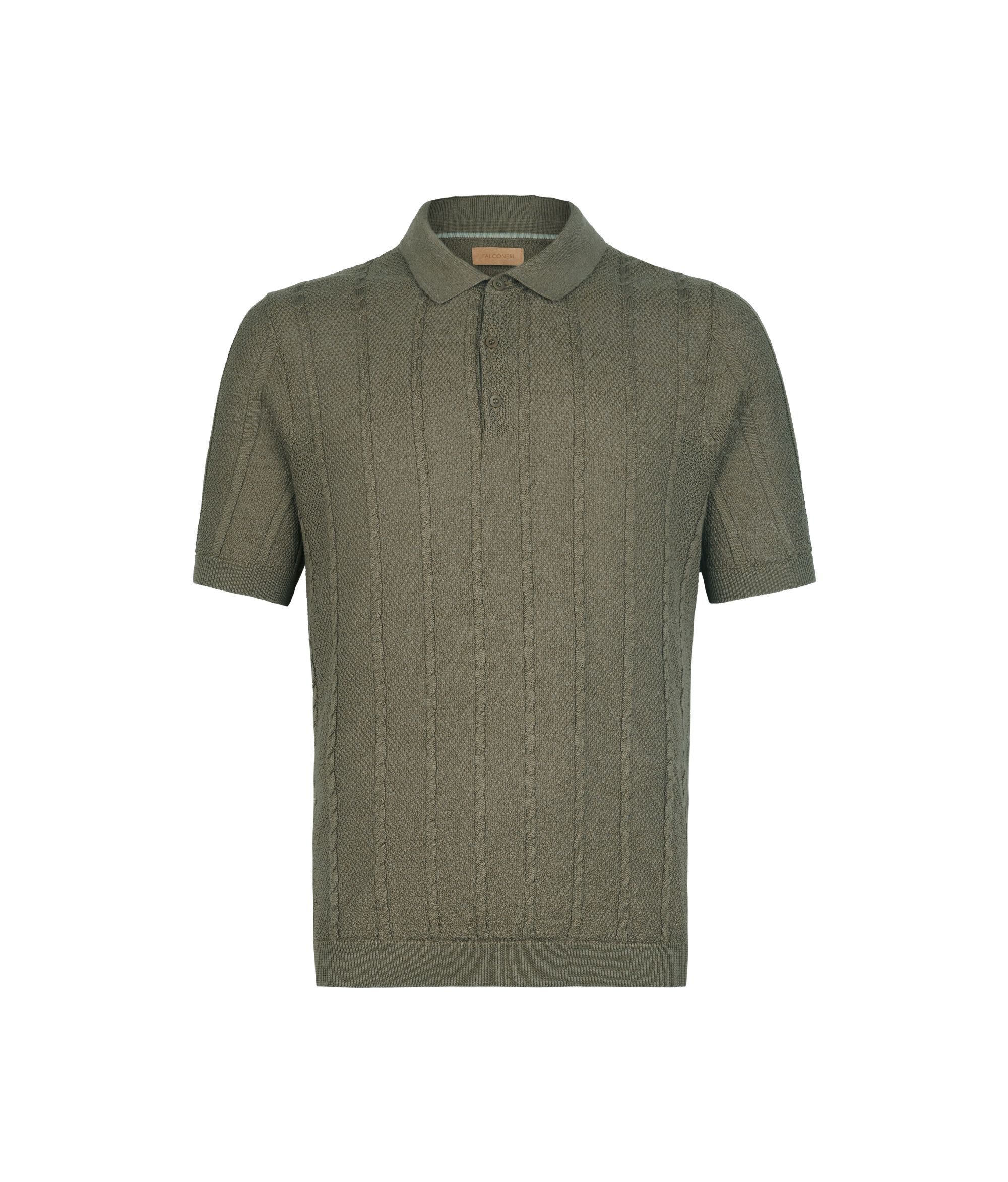 Short-Sleeved Cable-Knit Knot-Stitch Polo Shirt
