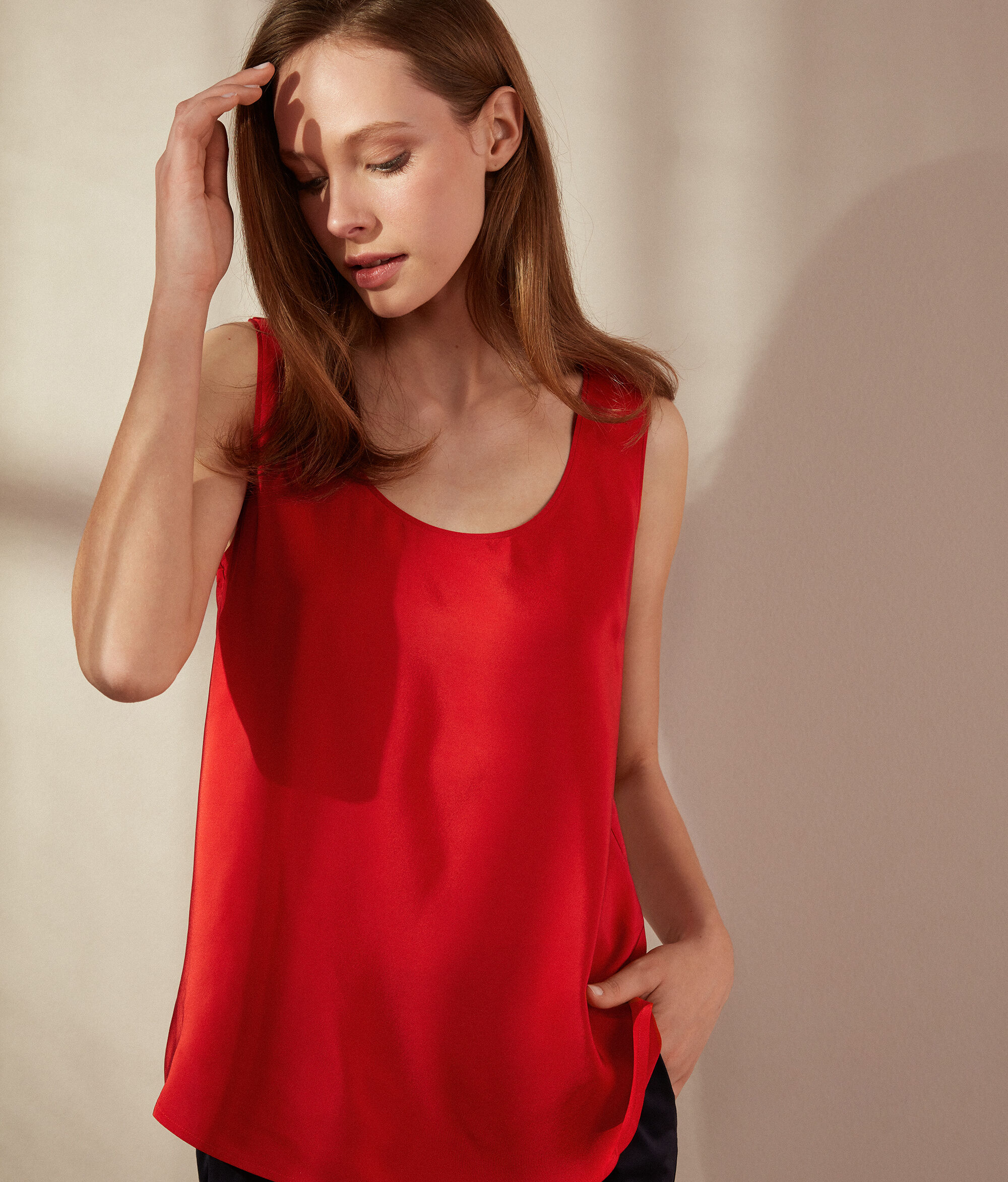 Silk Scoop Neck Tank Top
