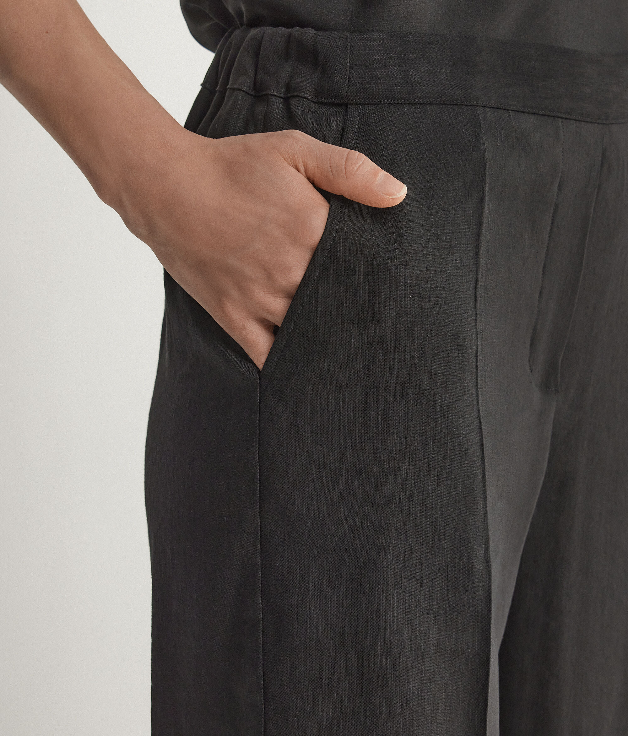 Linen Viscose Wide-Leg Trousers