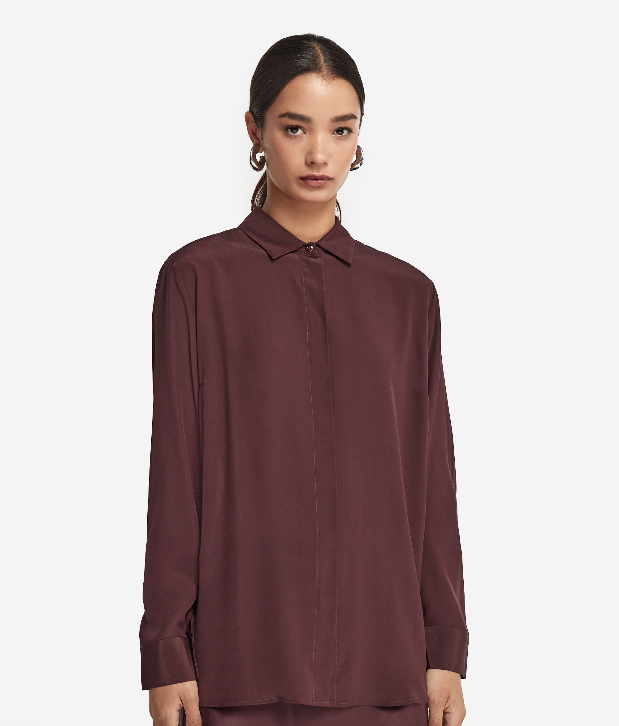 Hemdbluse mit Kragen aus Seide