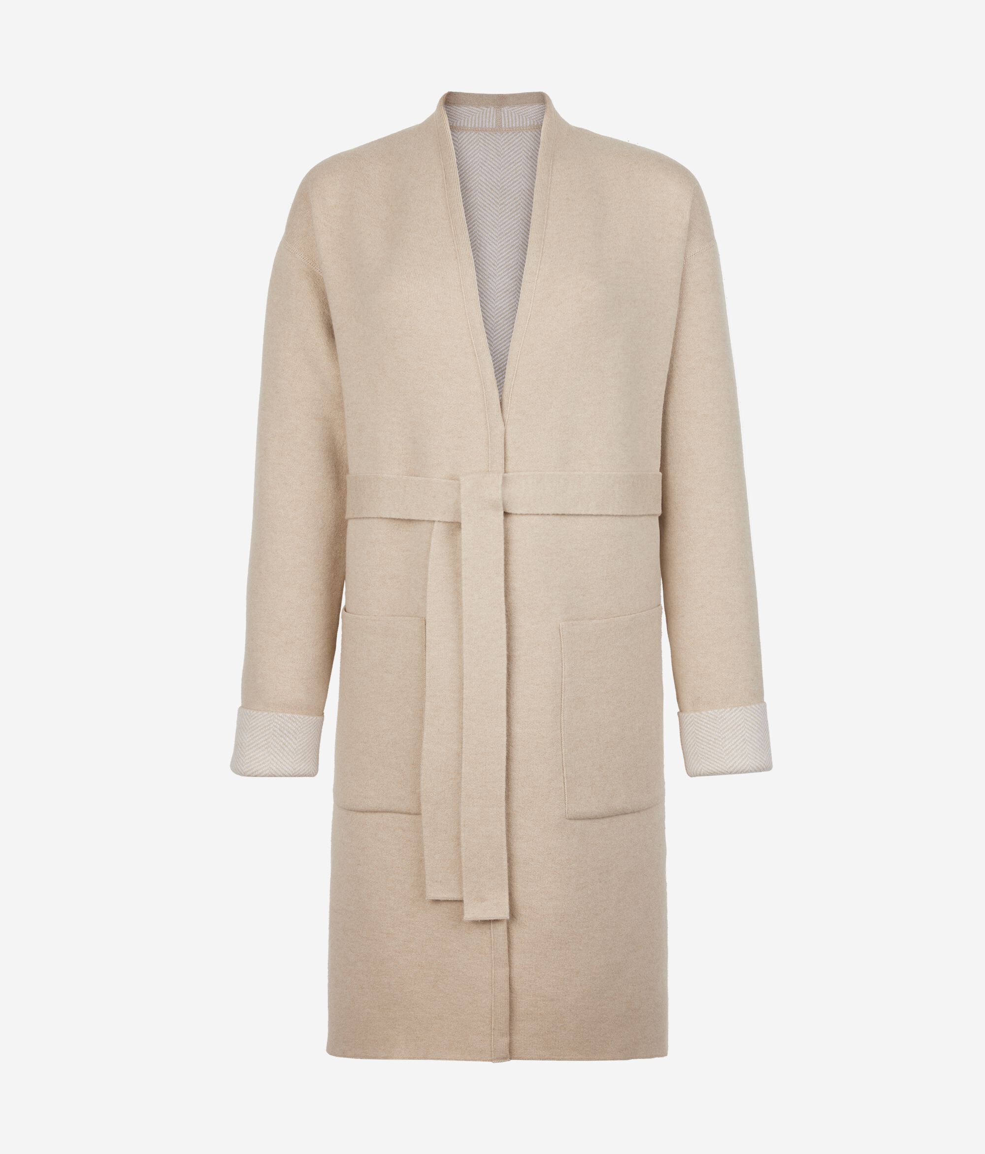 Abrigo reversible de cashmere efecto espiguilla