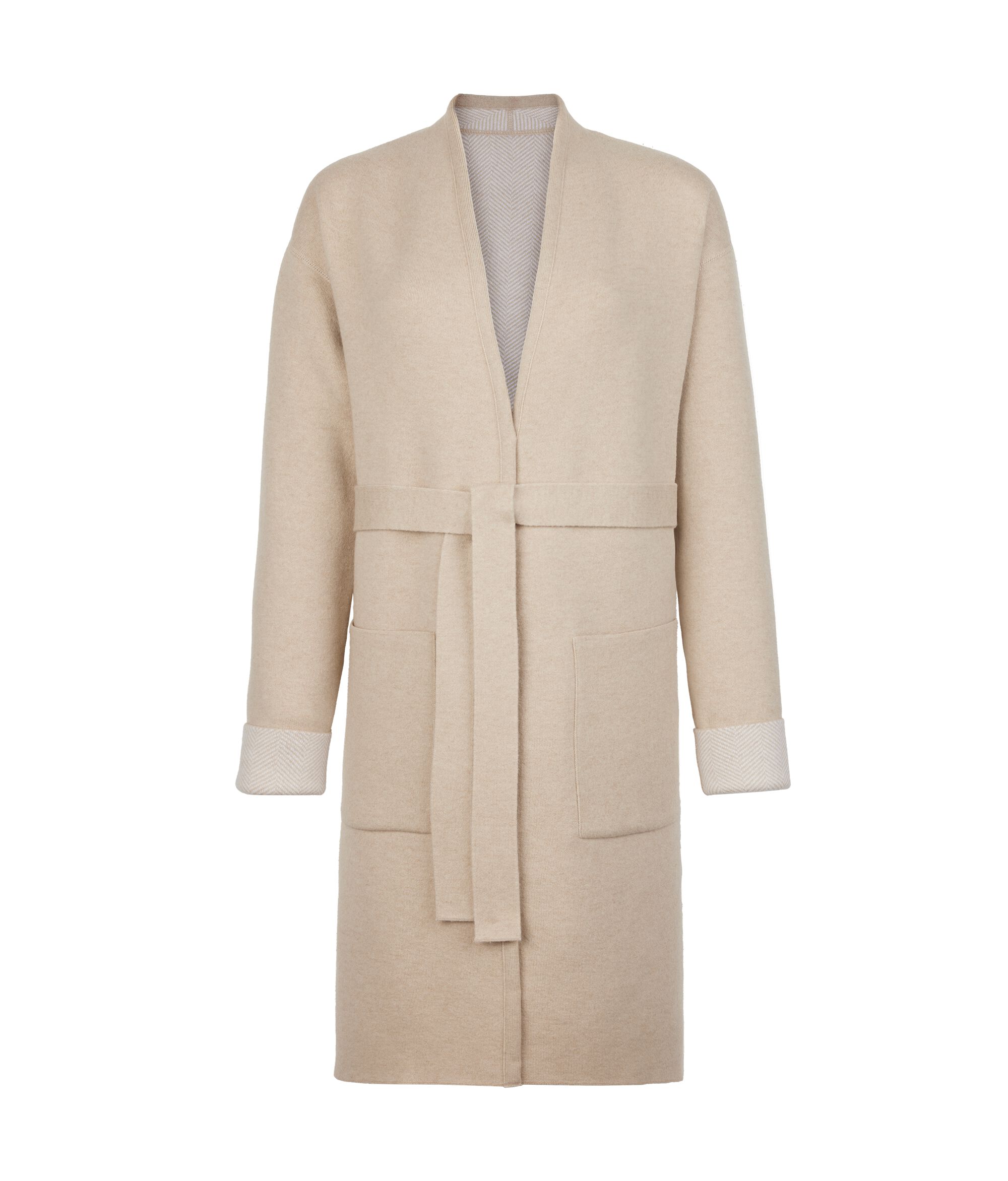 Abrigo reversible de cashmere efecto espiguilla