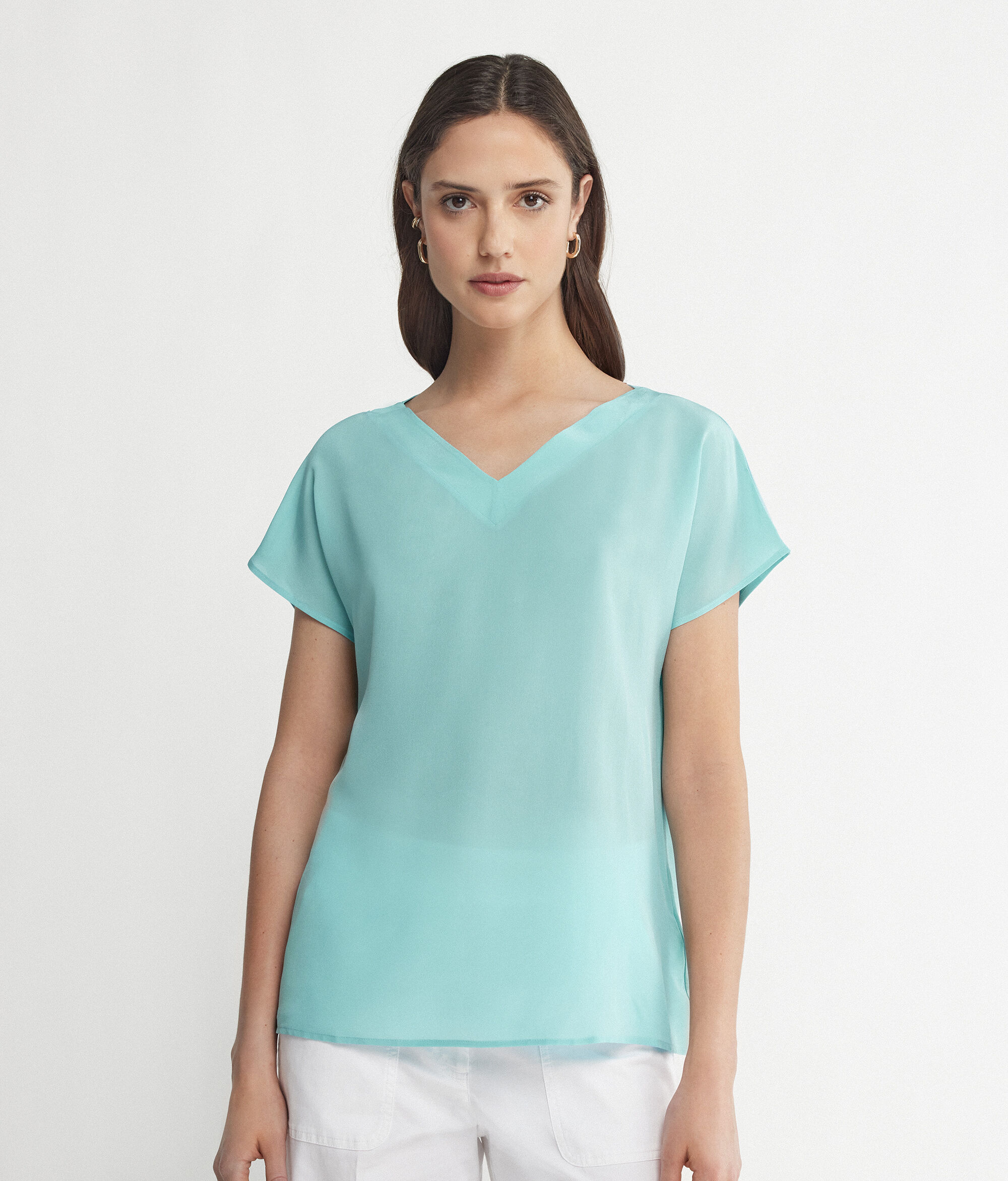 Kimono V Yaka İpek T-shirt