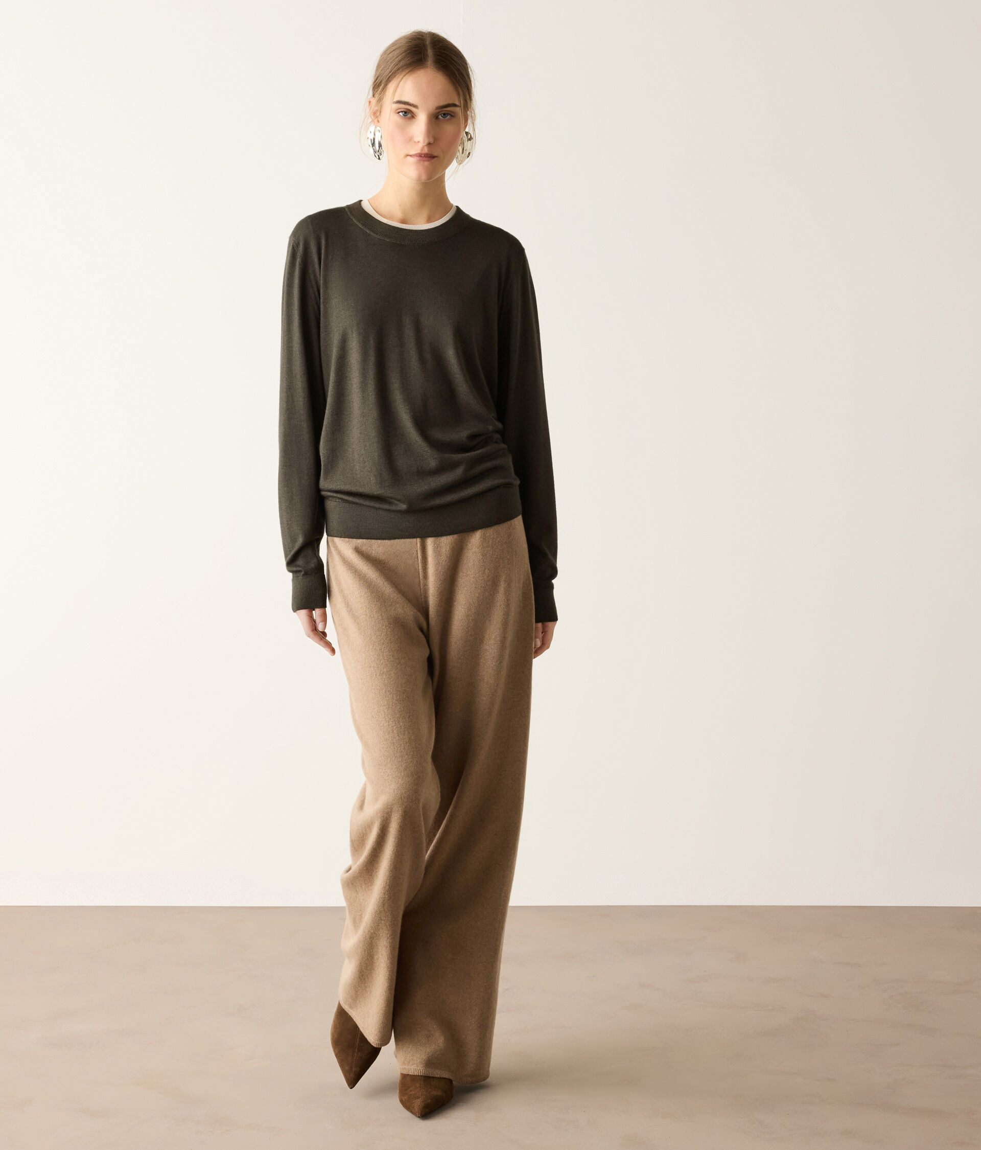 Jersey de cuello redondo en cashmere Ultrafine