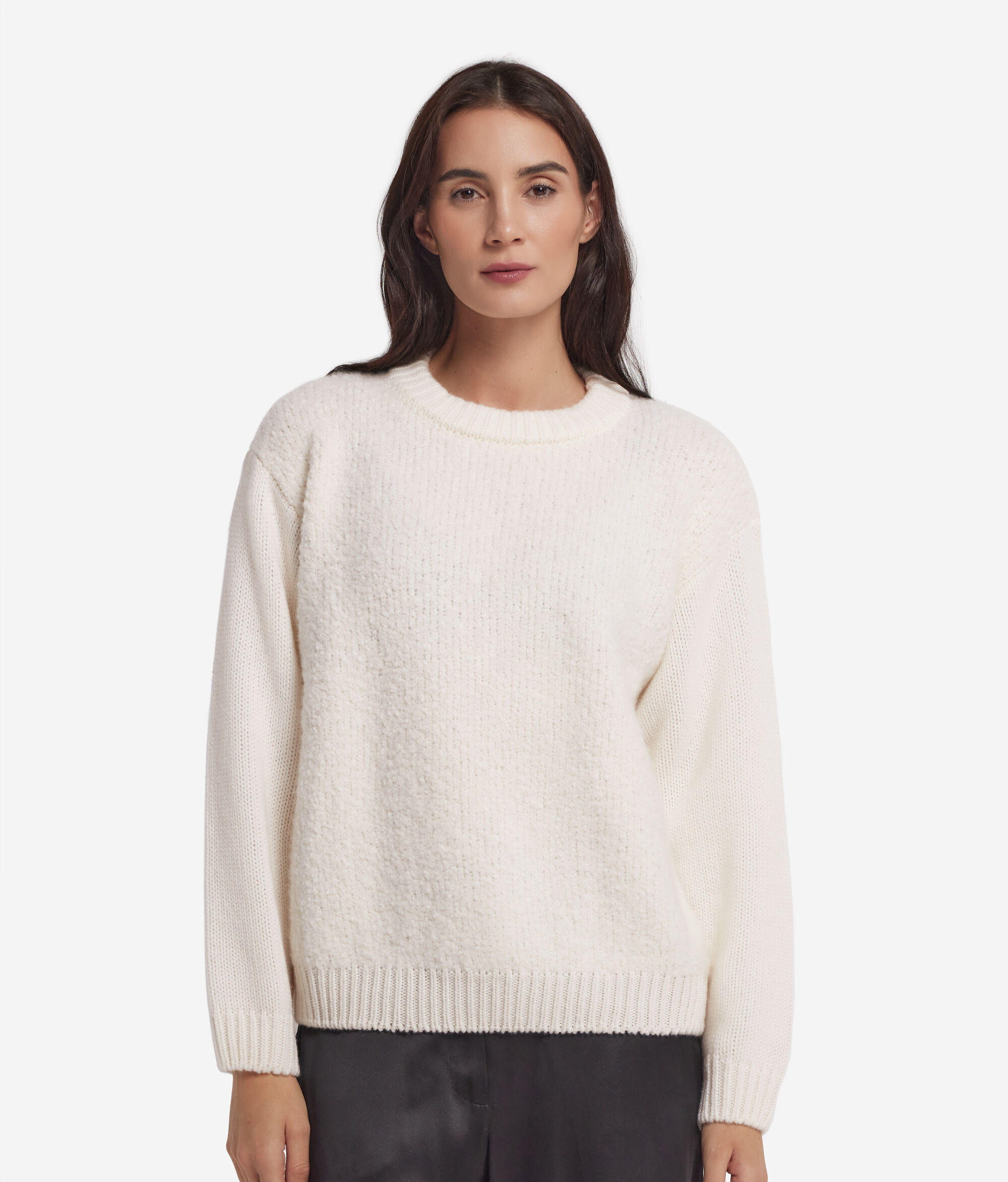 Camisola com decote redondo em Caxemira Bouclé