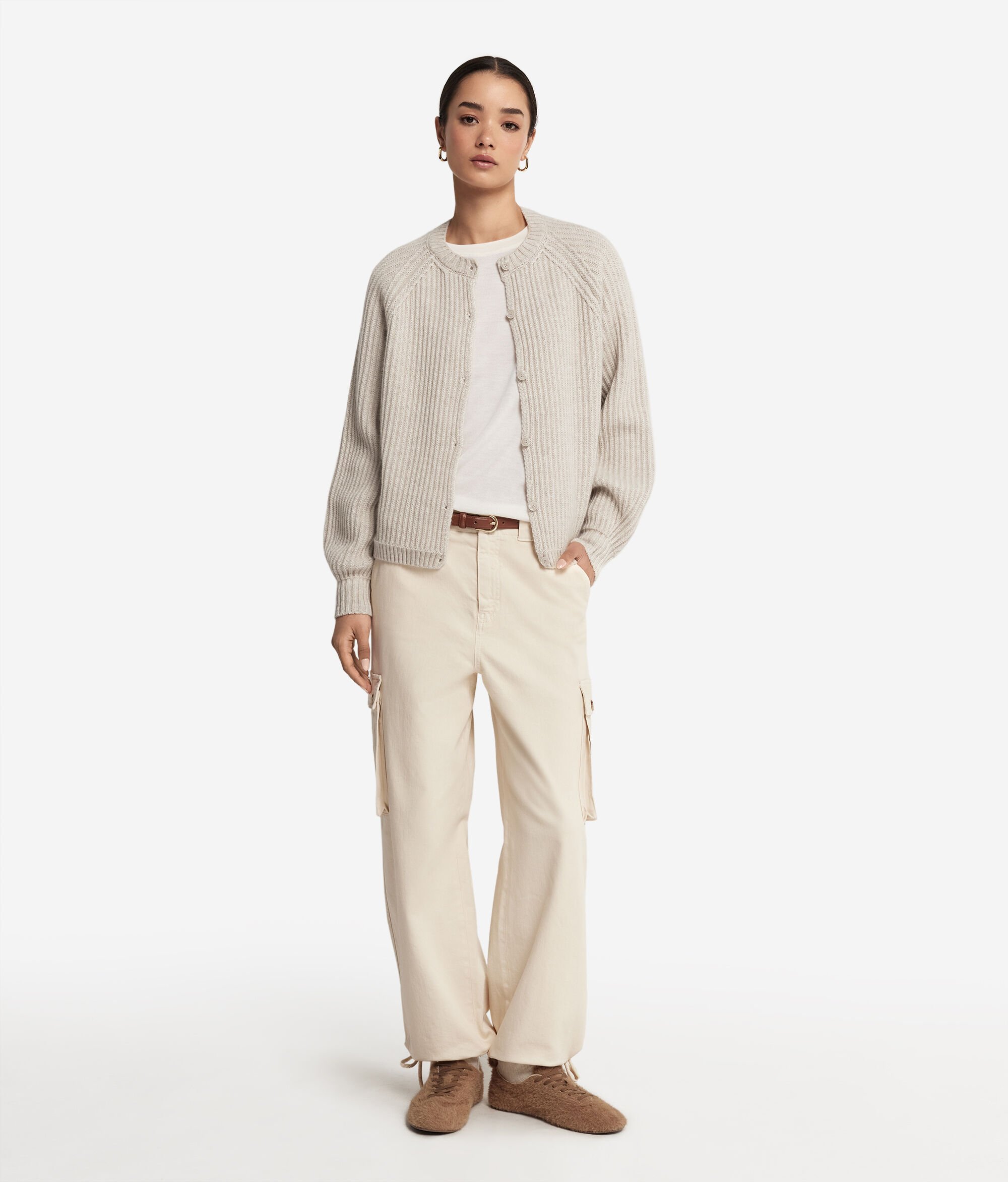 ウルトラソフトカシミヤ リブモチーフ カーディガン