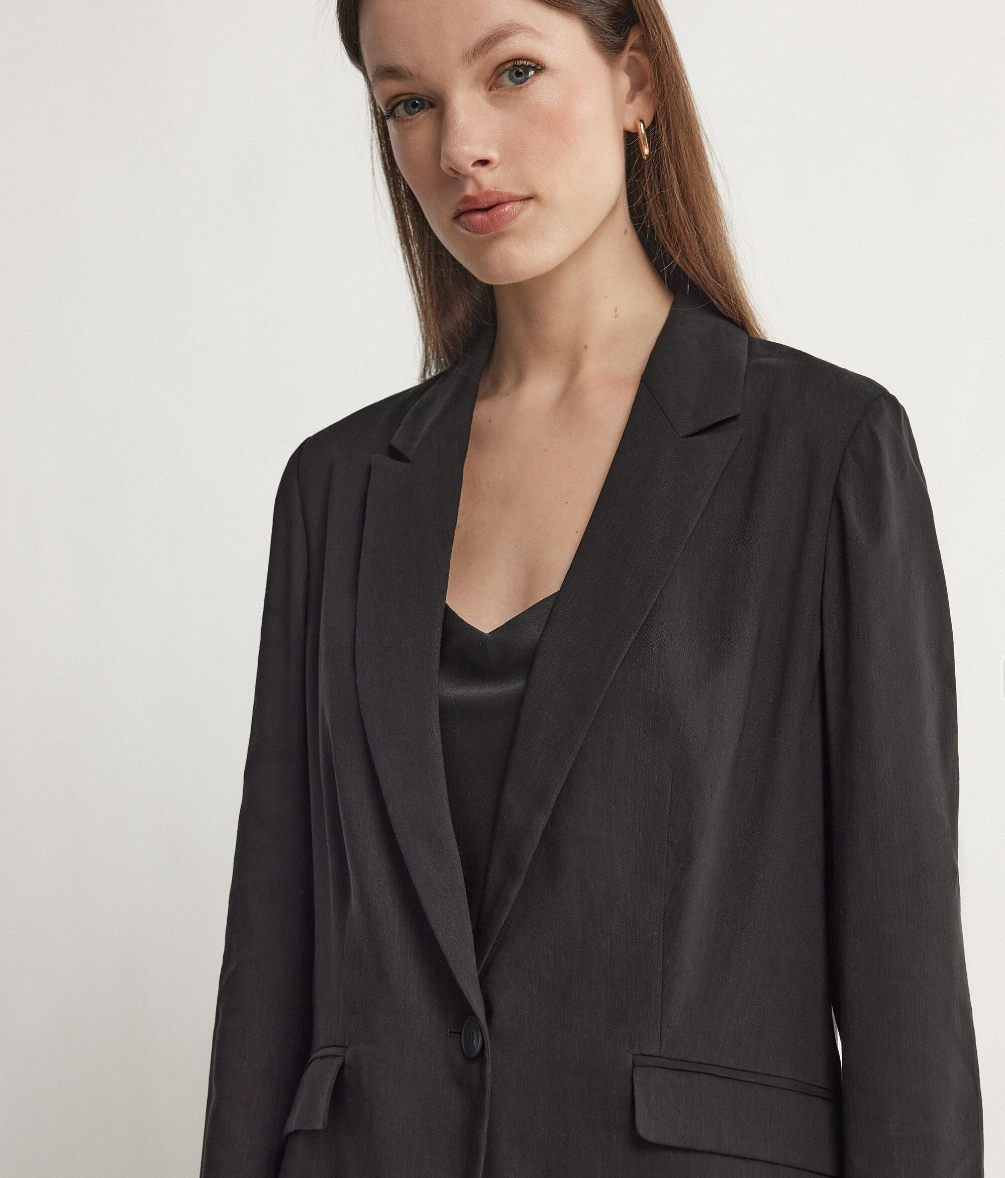 Linen Viscose Single-Breasted Jacket