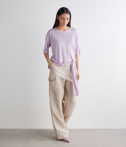 T-shirt over in Cashmere Silkfine - VIOLET