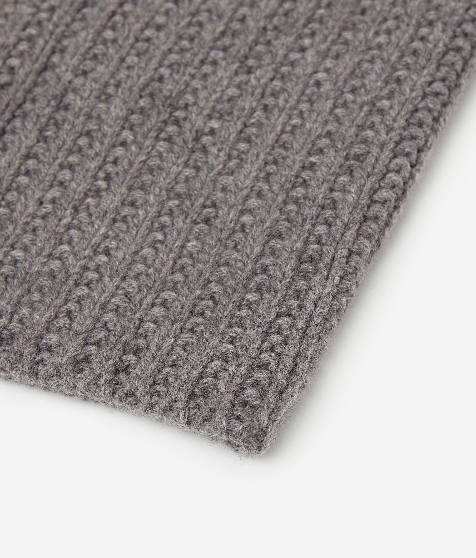 Bufanda circular con fantasía de canalé en cashmere