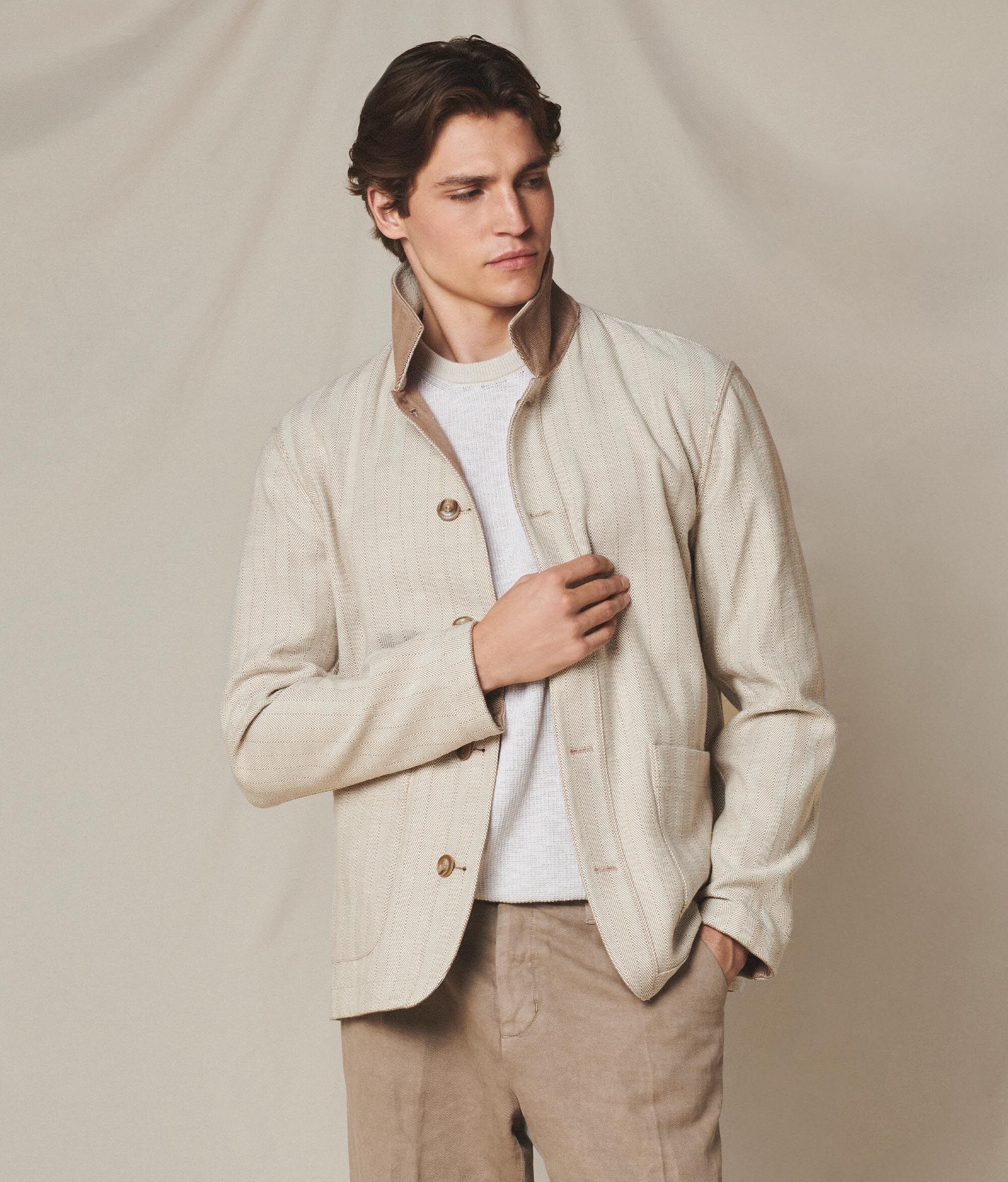 Giacca worker reversibile in cotone spinato