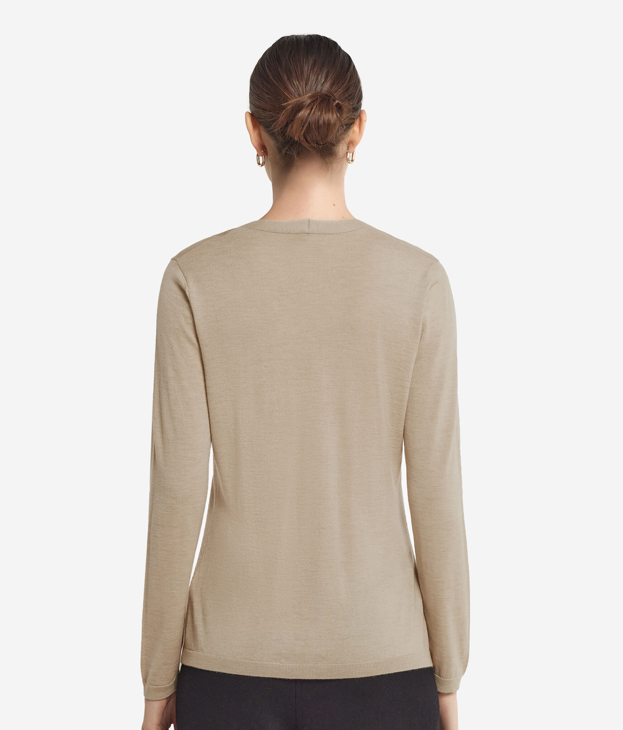 Rebeca con cuello de pico de cashmere ultrafine