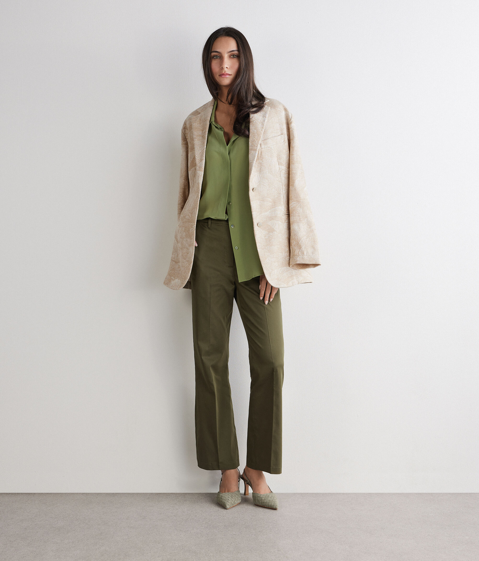 Cotton Fabric Trumpet-Flared Trousers