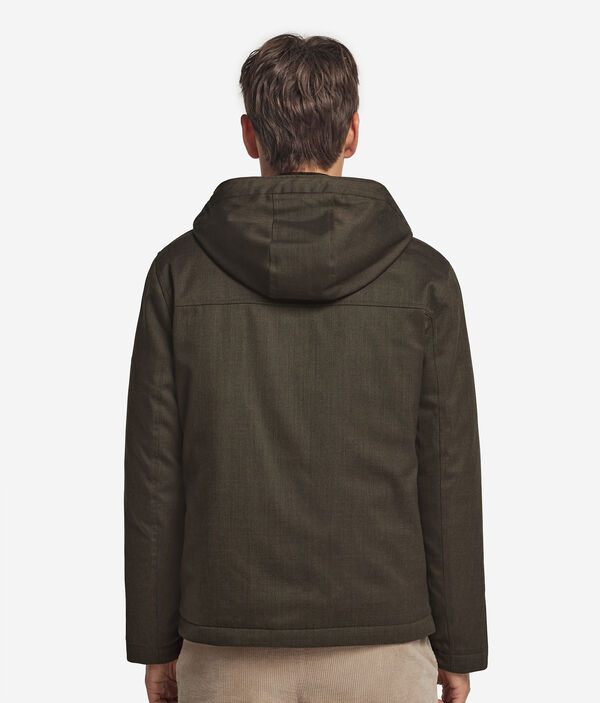 Пуховик из шерсти и технологичной ткани