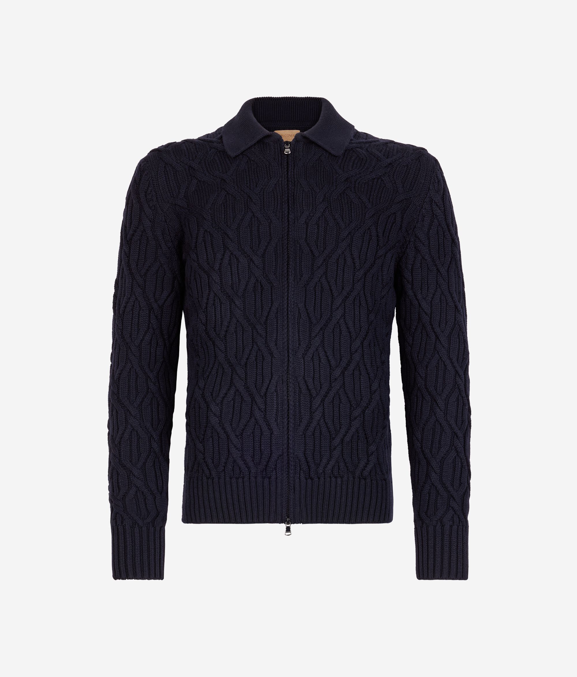 Cable-knit wool cardigan