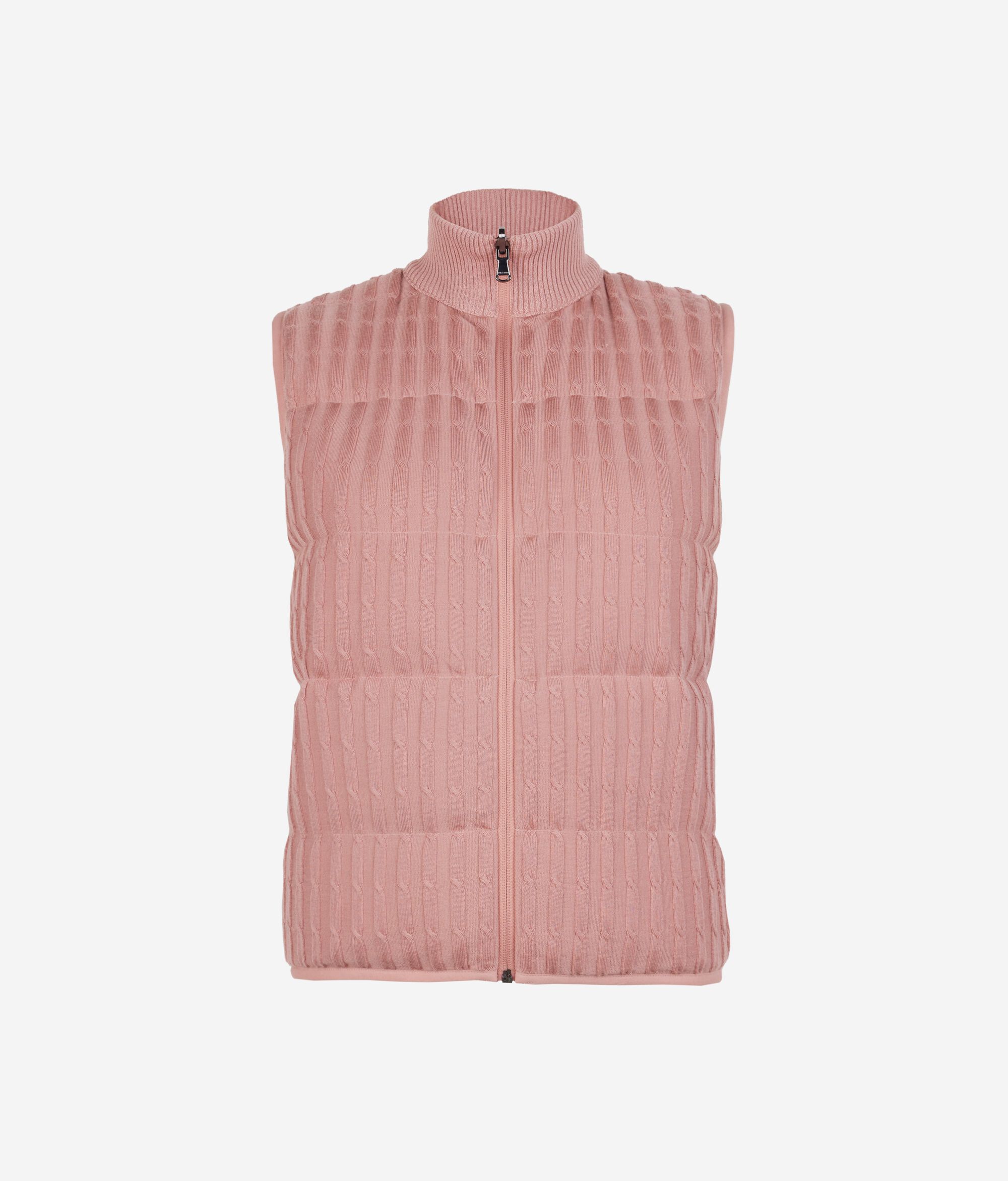Reversible Cashmere Cable-Knit Sleeveless Short Quilted Jacket