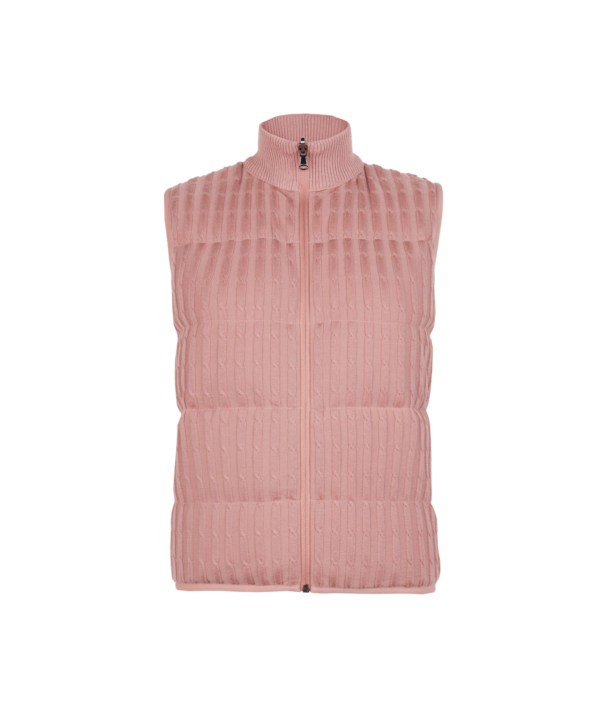 Reversible Cashmere Cable-Knit Sleeveless Short Quilted Jacket_9223