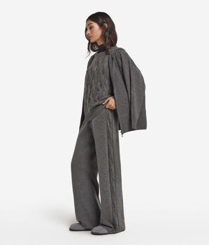Cable-knit Palazzo Pants with Rhinestones in Ultrasoft Cashmere