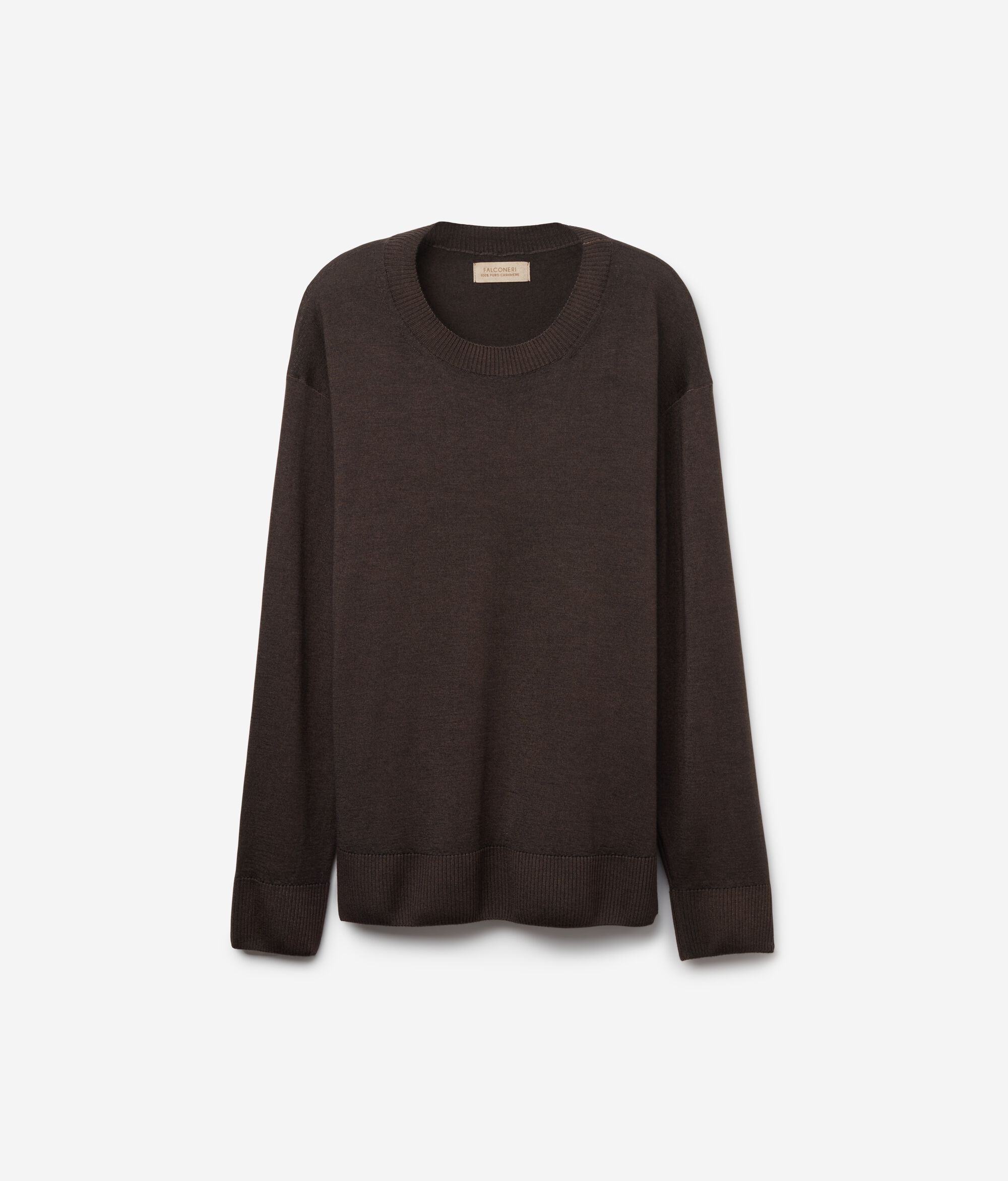 Round-Neck Cashmere Jumper with Slits