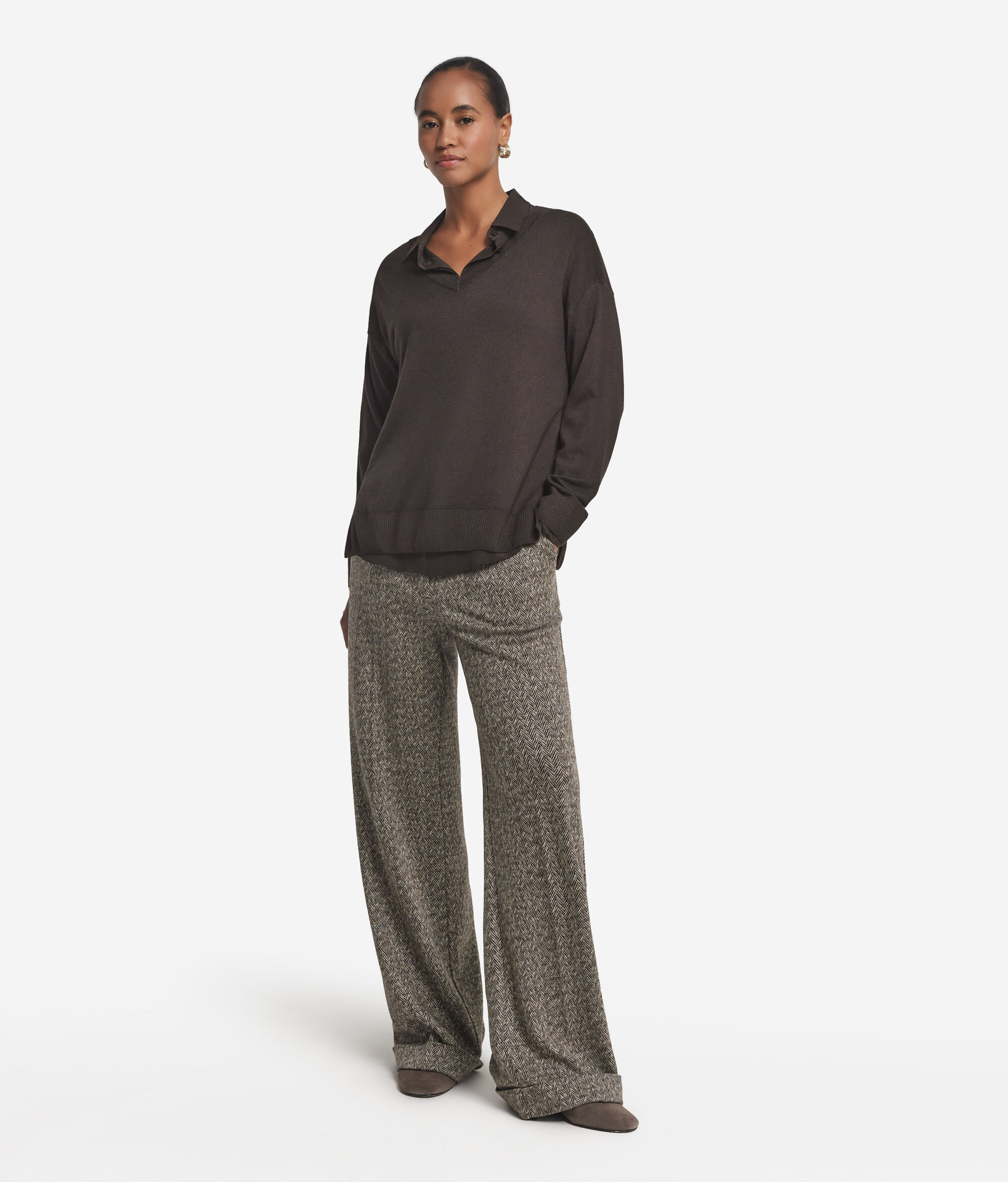 V-Neck Cashmere Jumper with Slits