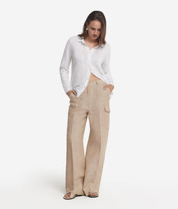 Pantalone cargo in lino