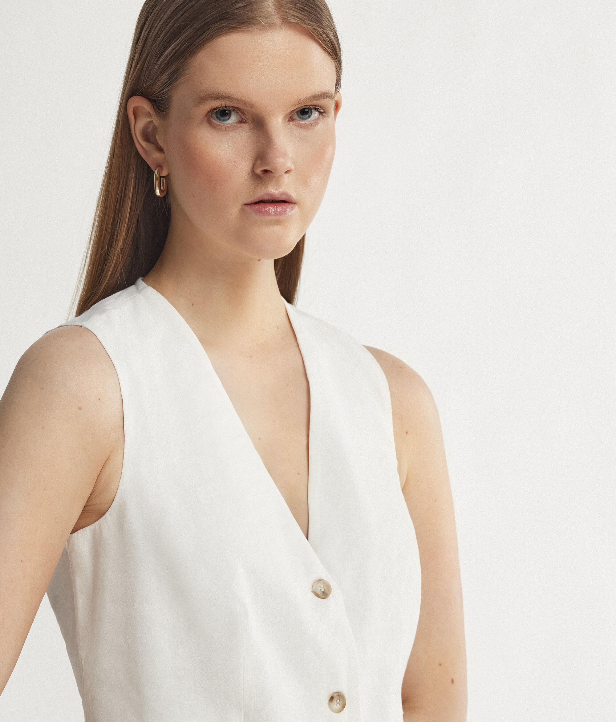 Gilet sans manches en lin et viscose