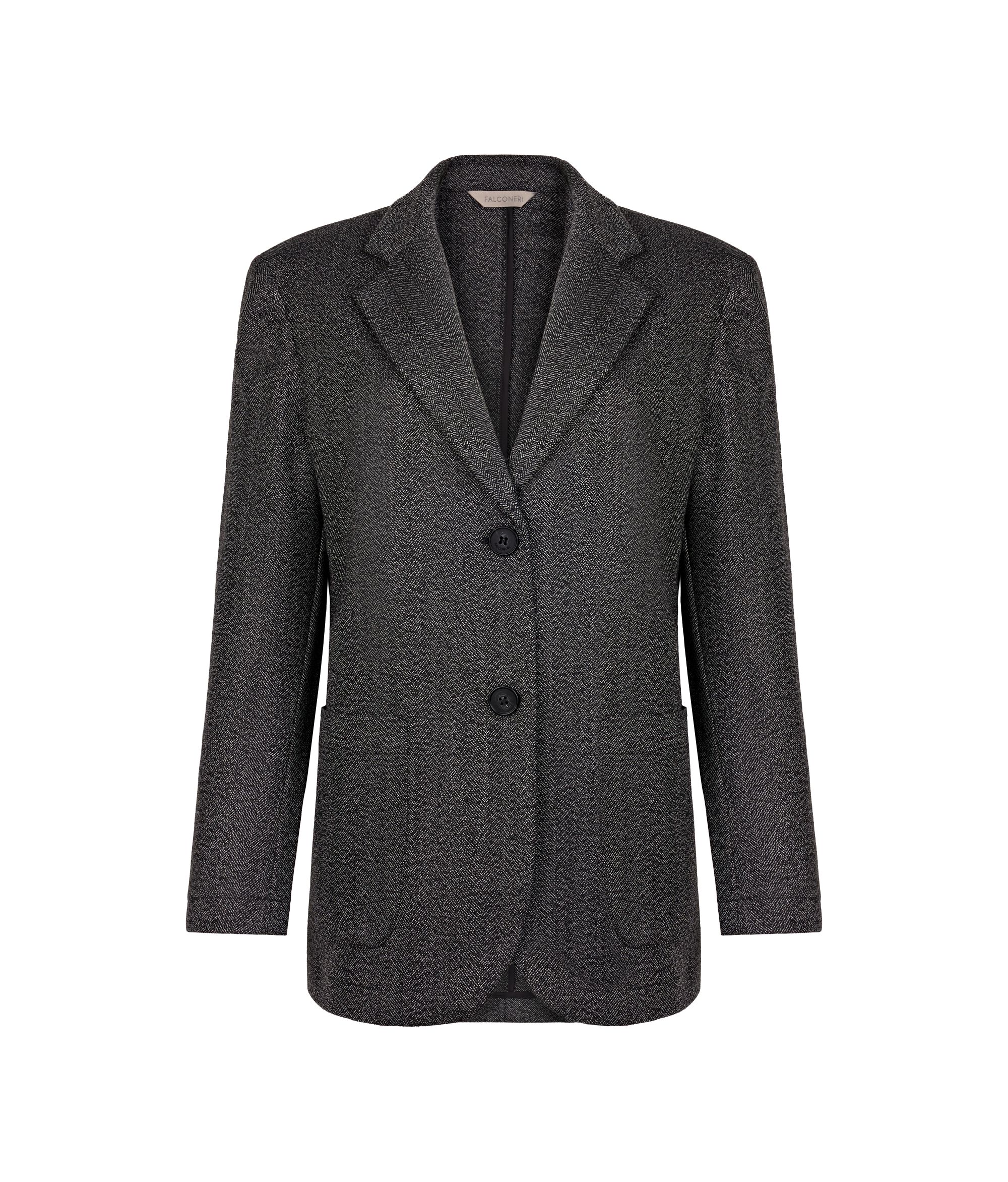 Oversize-Blazer aus Wolle mit Fischgrätmuster