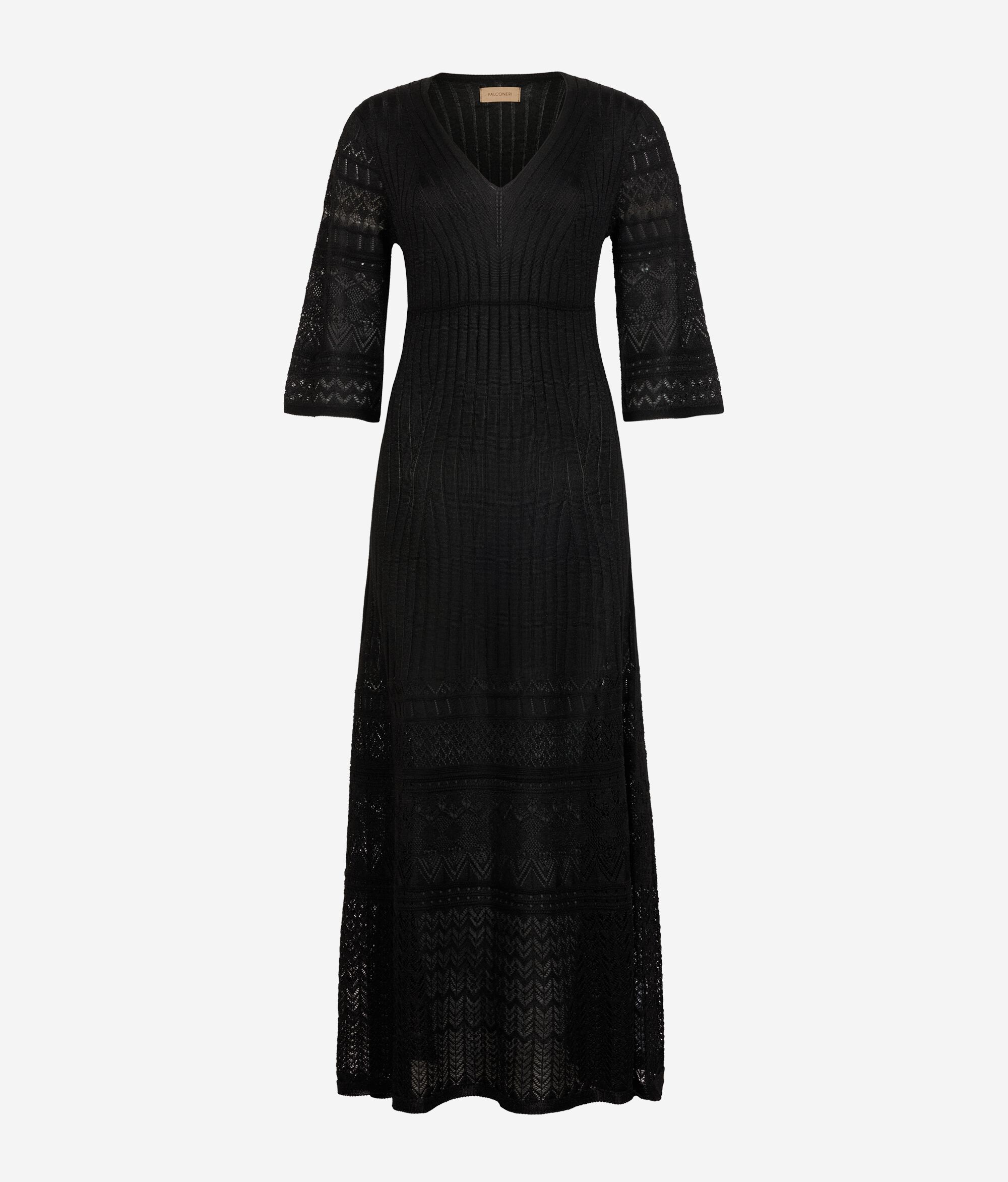 Rippkleid mit Lochmuster und Lamé-Garn