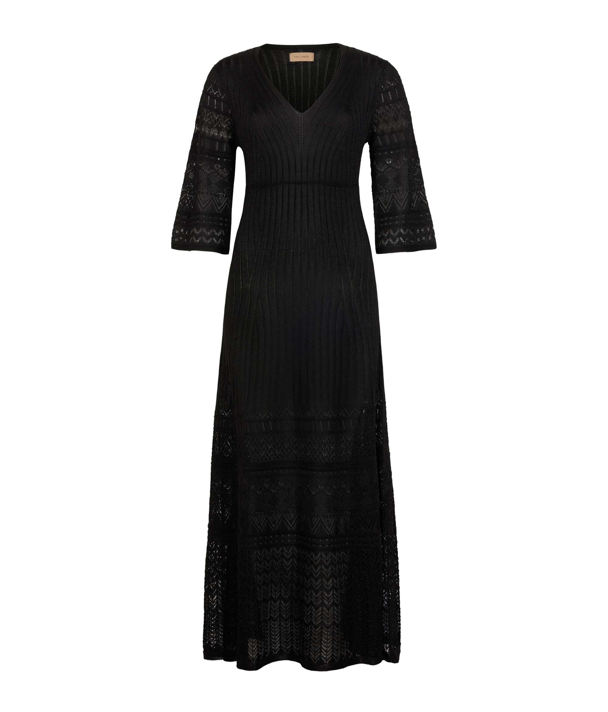 Rippkleid mit Lochmuster und Lamé-Garn