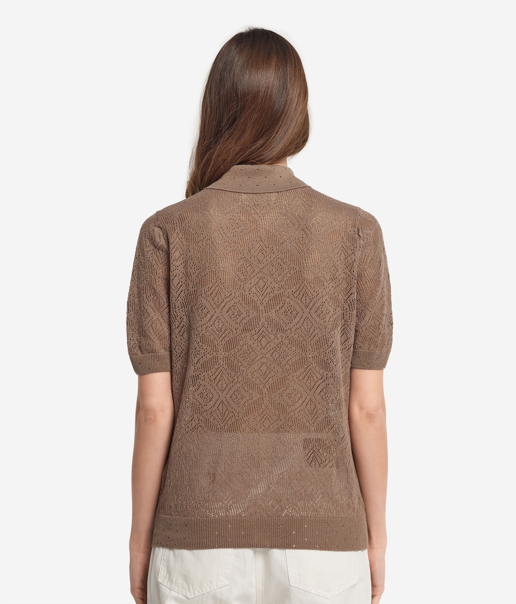 Polo ajouré en maille dentelle