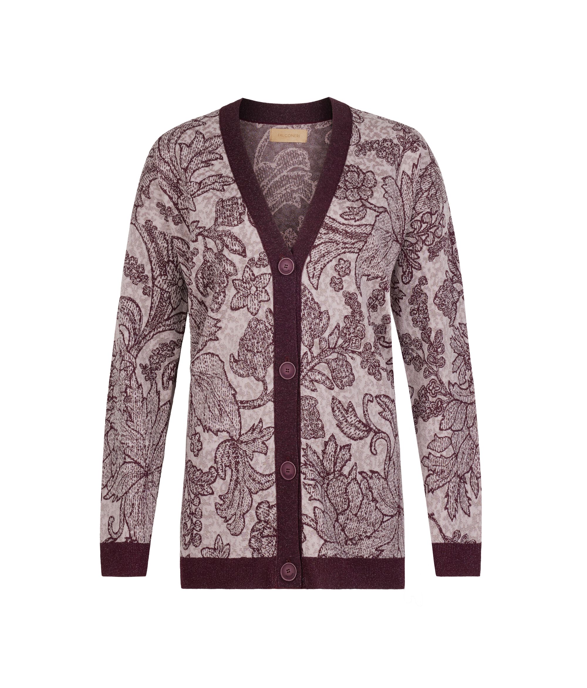 Cardigan jacquard botanico