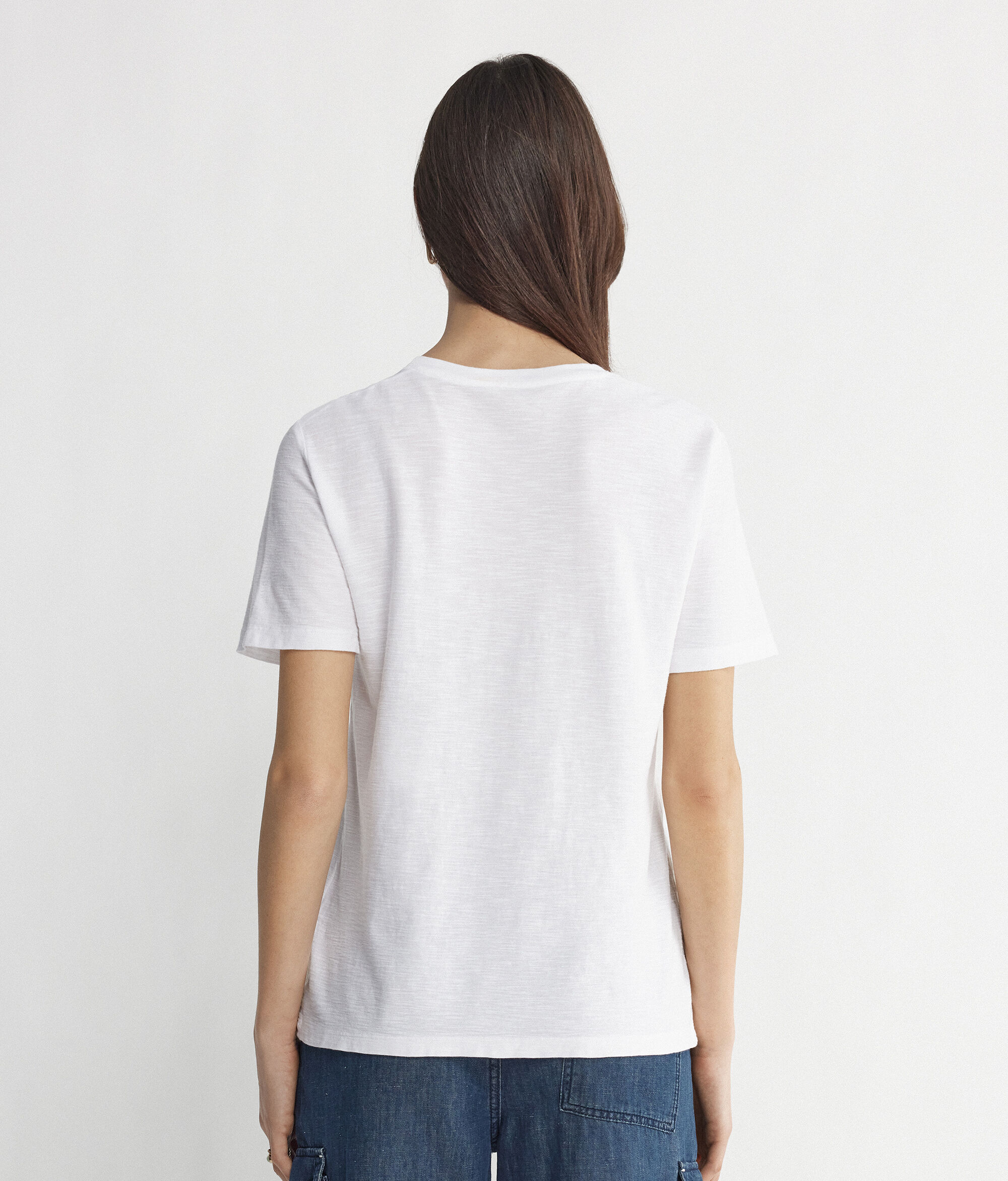 Camiseta con cuello redondo y manga corta de algodón