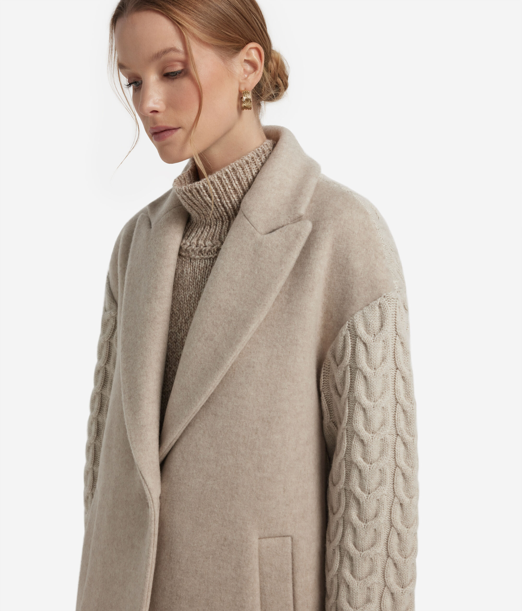 Кашемировое пальто с плетёным узором