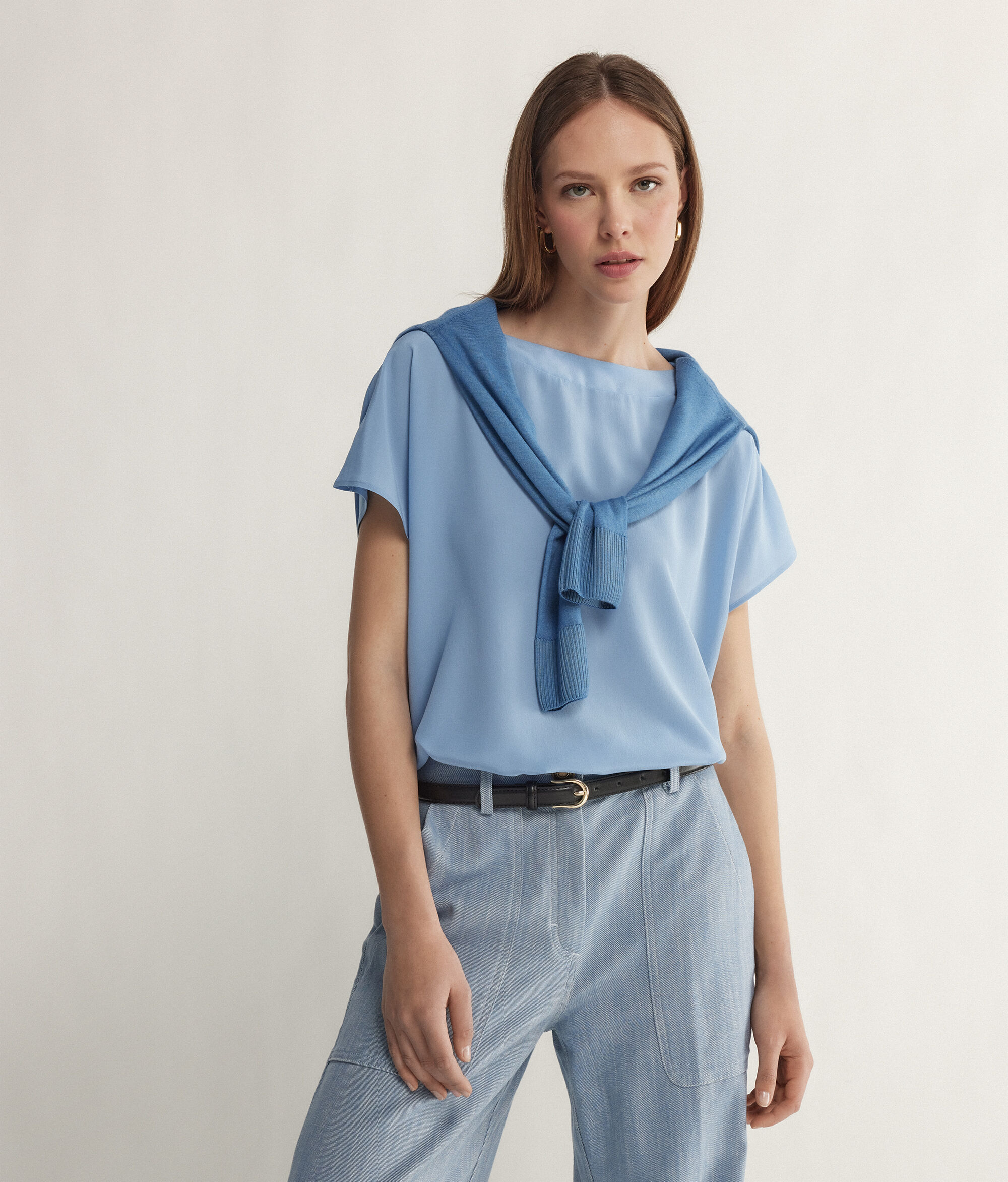 Silk and Modal Boatneck T-shirt