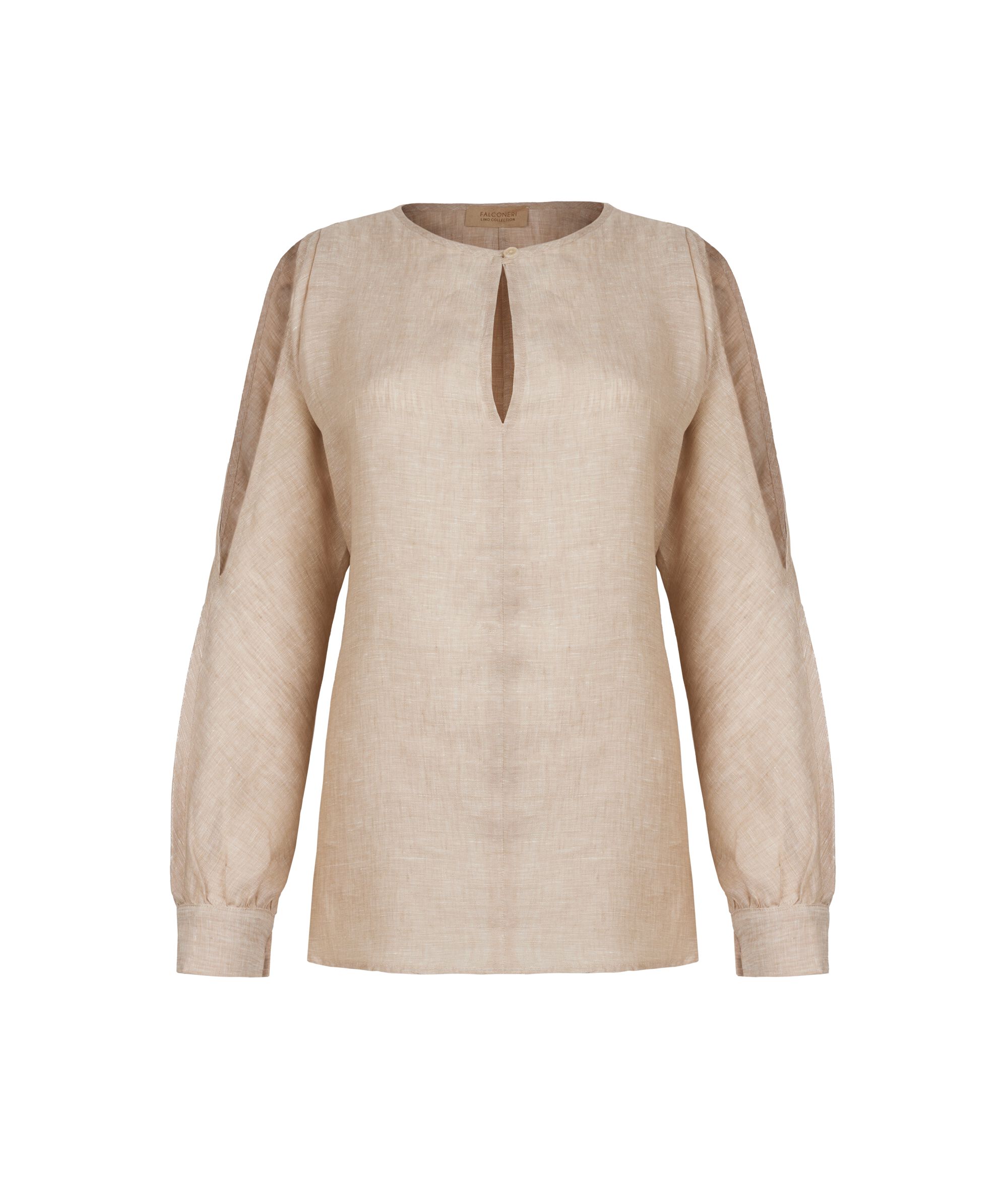 Linen Shirt with Cut Out Shoulders