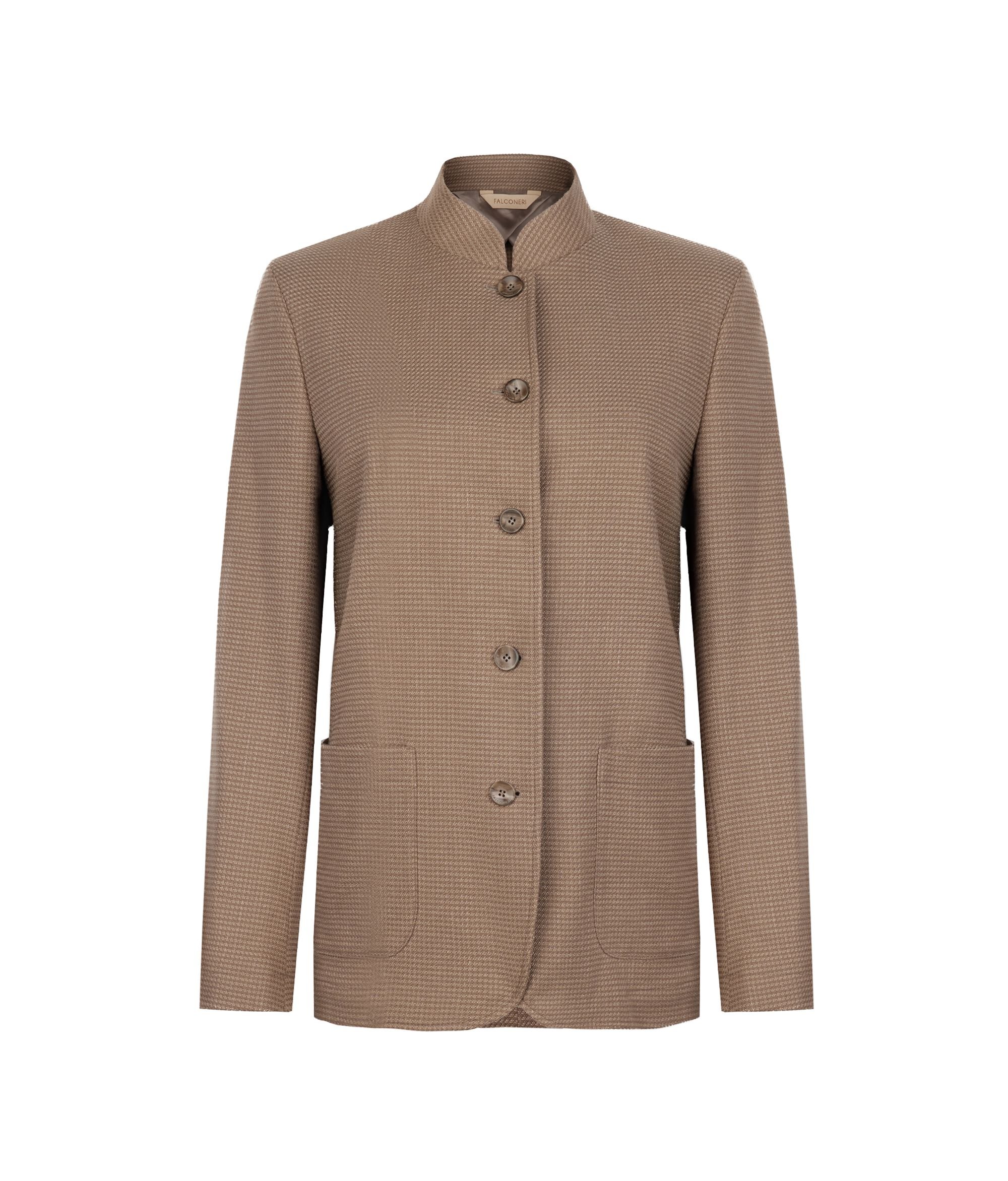 Blazer aus Kaschmir und Seide mit Hahnentrittmuster