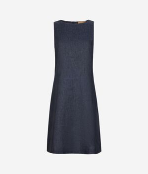 Short dress in lam&eacute; linen