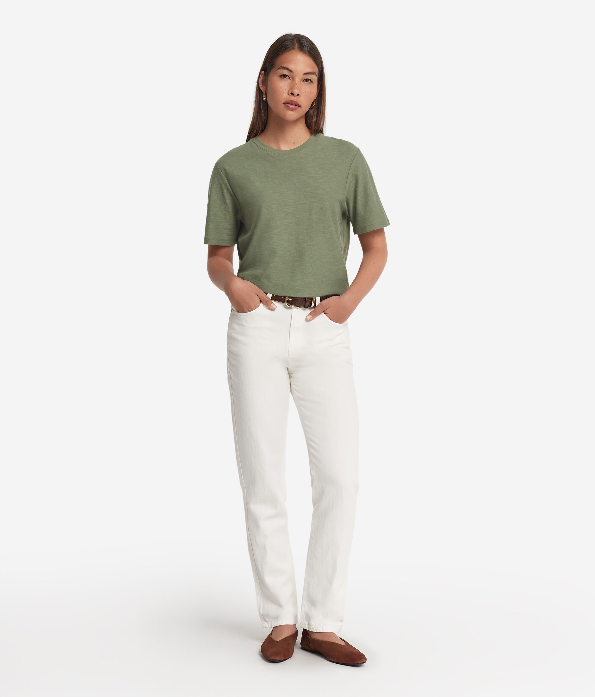 Cotton Crewneck T-Shirt with Short Sleeves