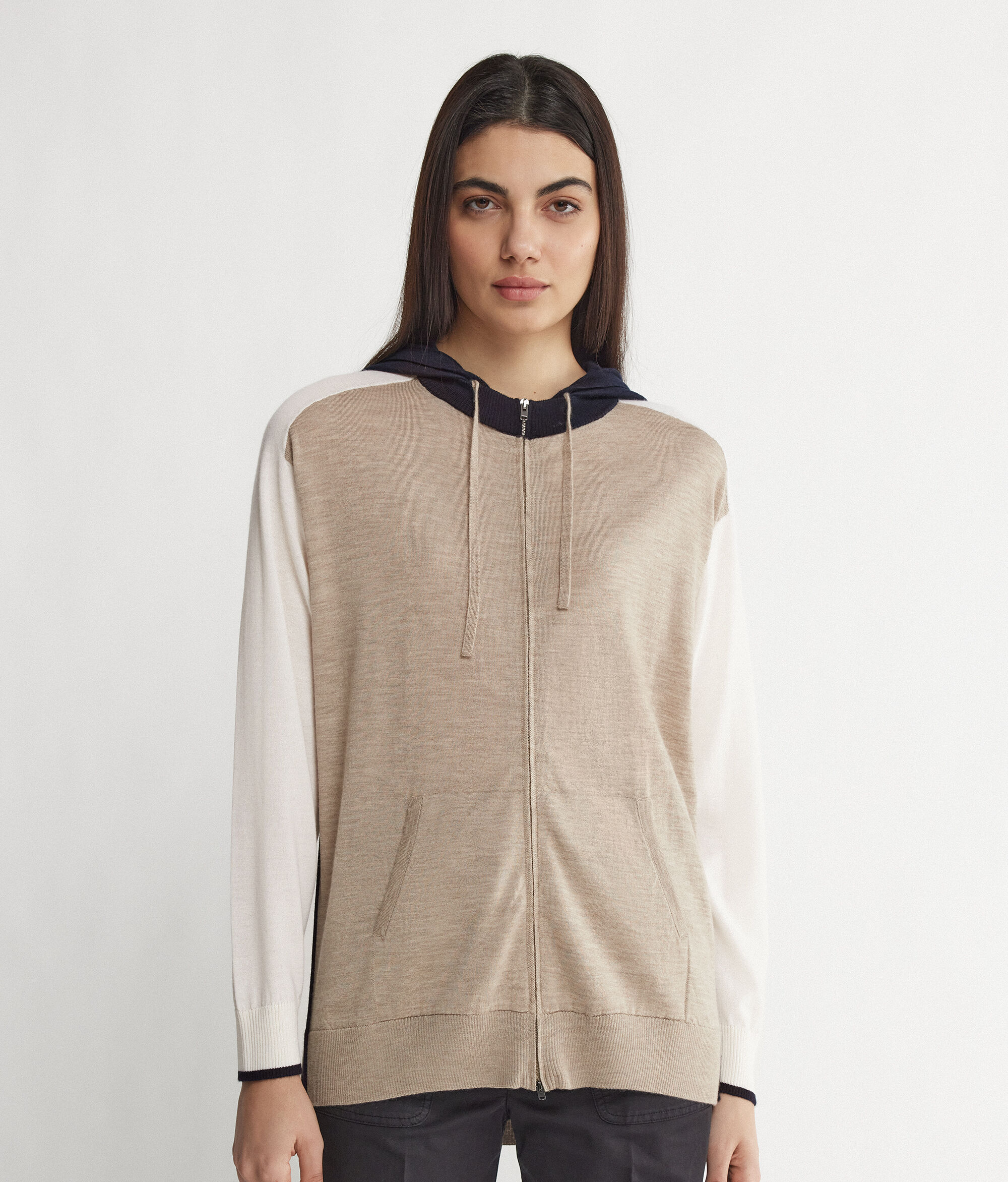 Felpa Zip Cashmere Color Block