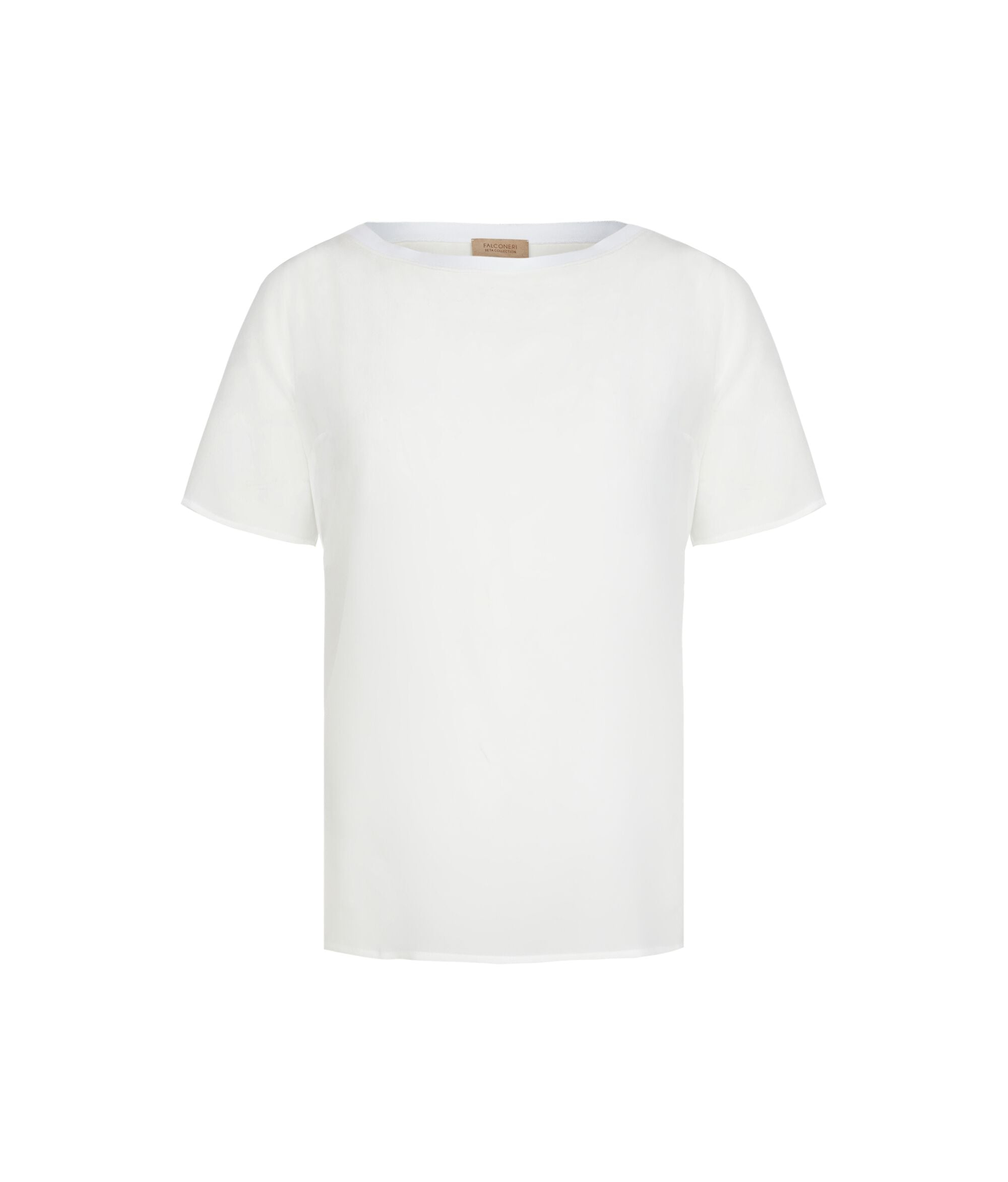 Camiseta con cuello barco de seda y modal
