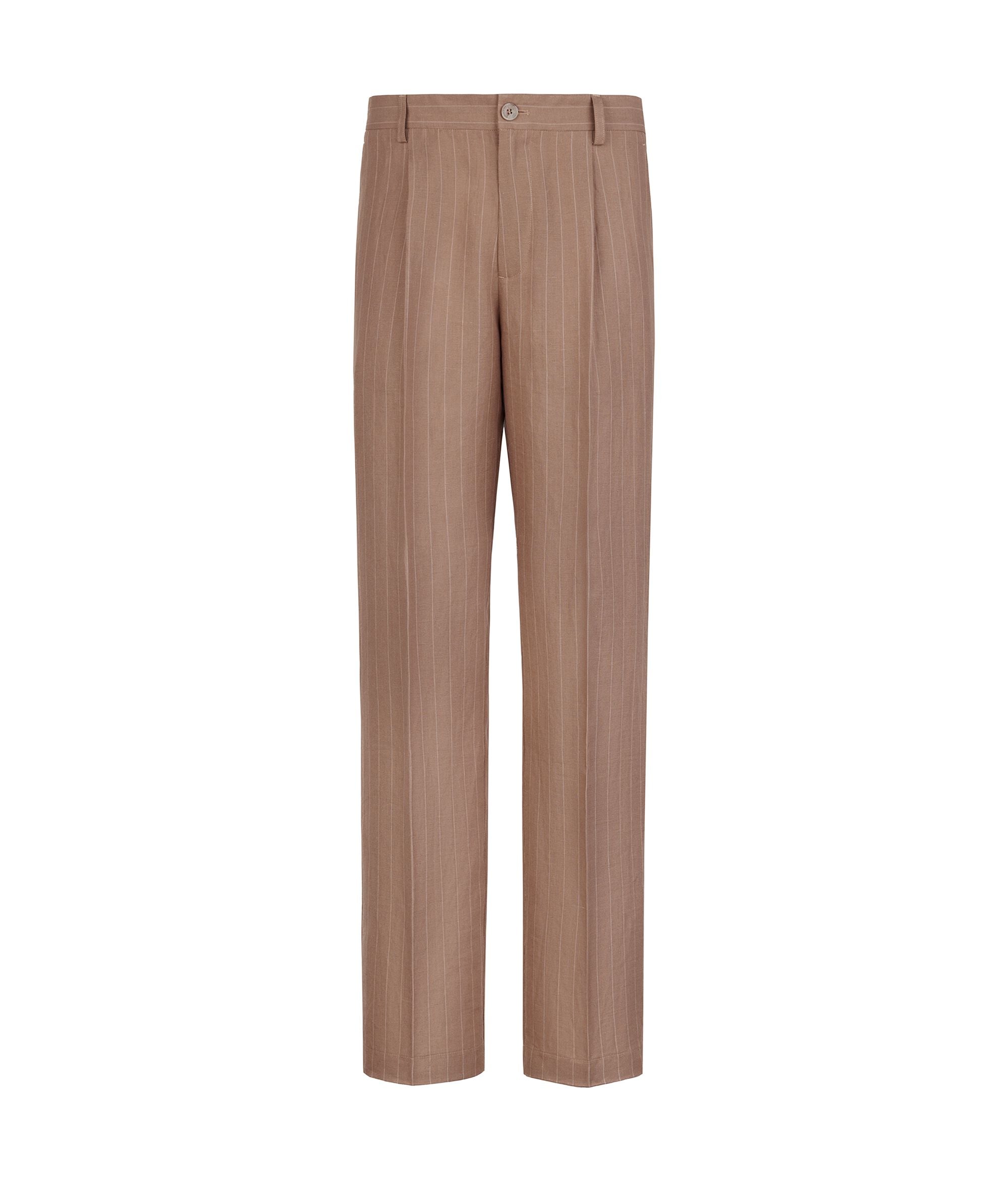 Pantalone in lino gessato