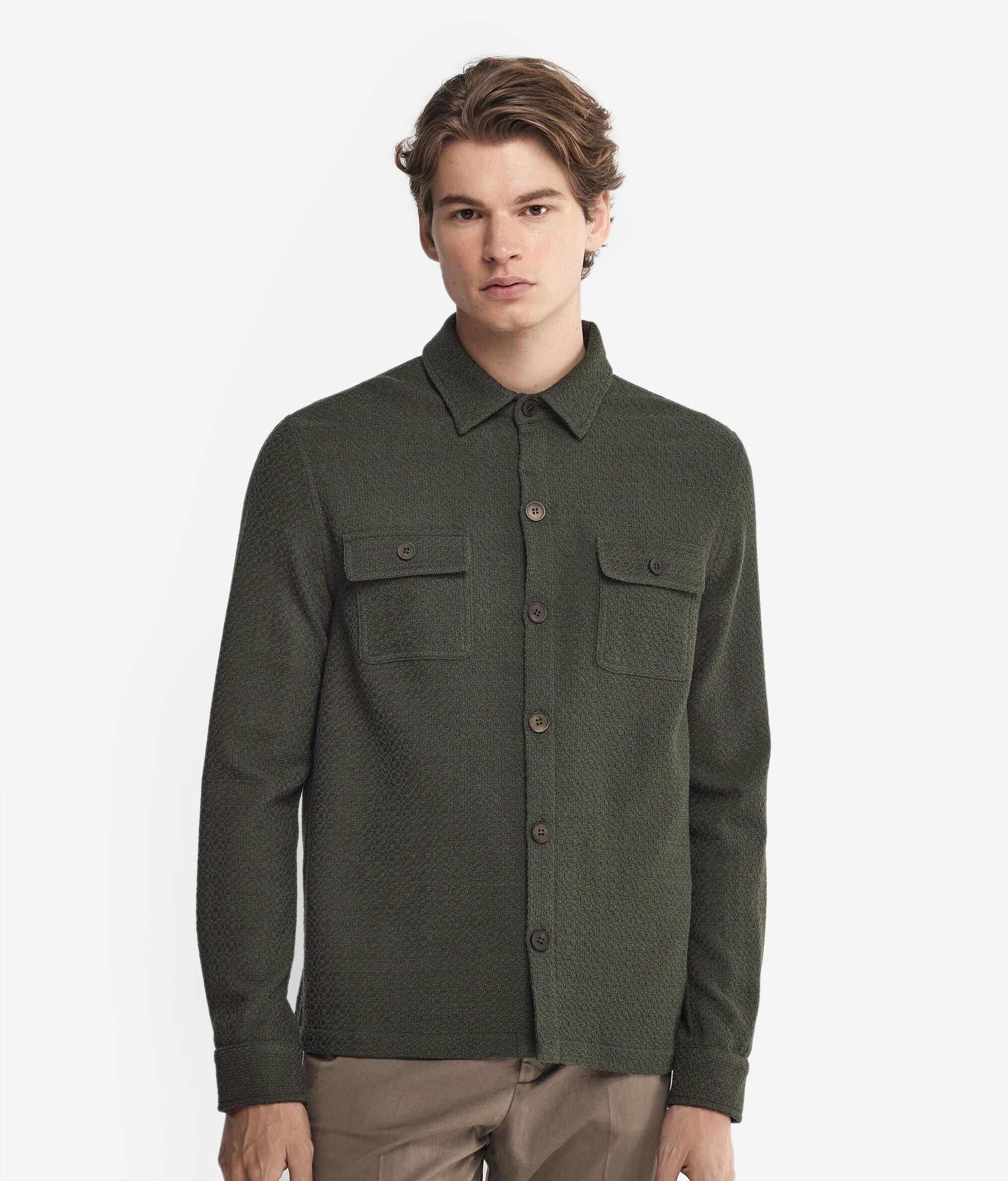 Wool Jersey Embossed Shirt Jacket