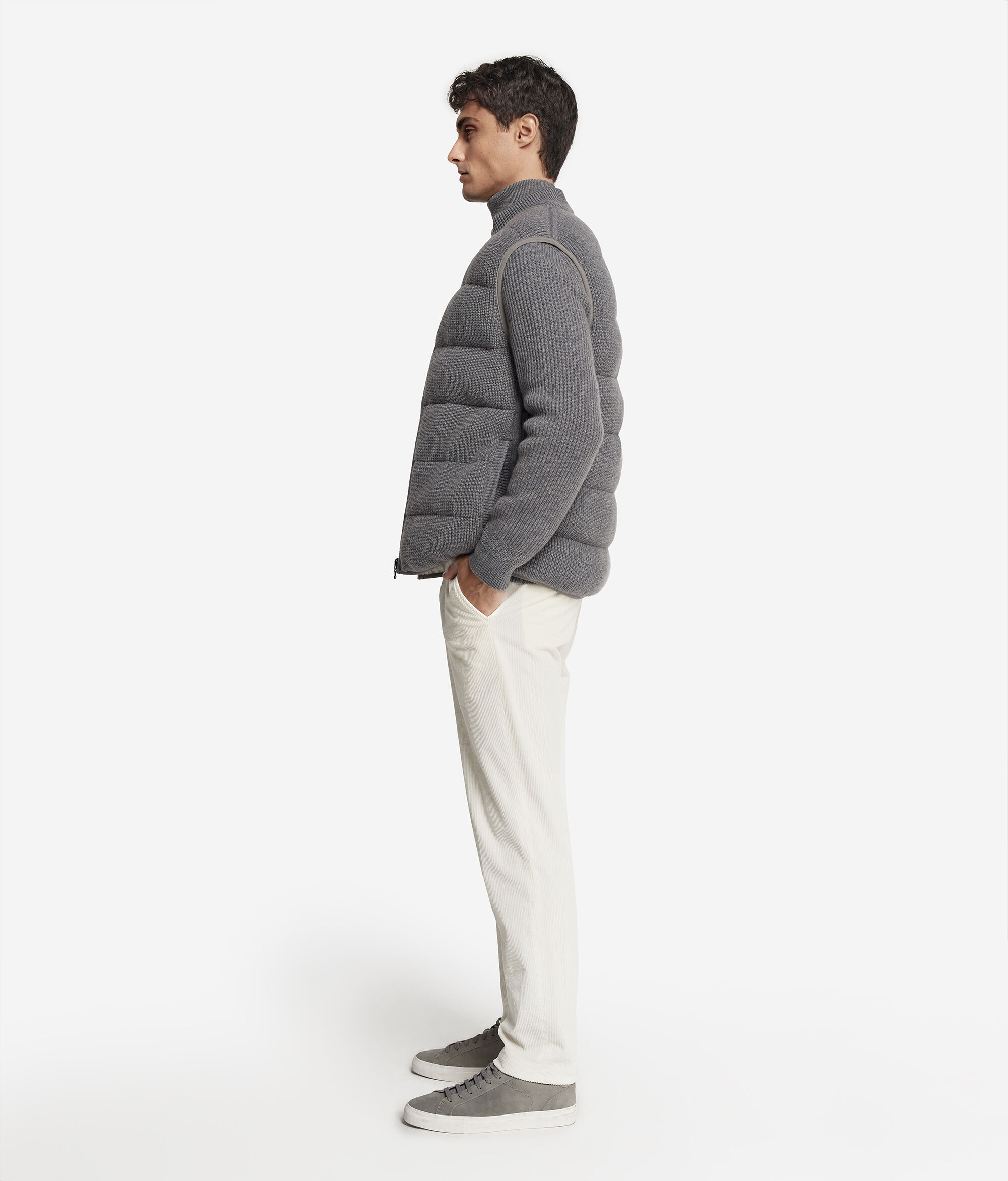 Doubleface-Daunenweste aus Kaschmir